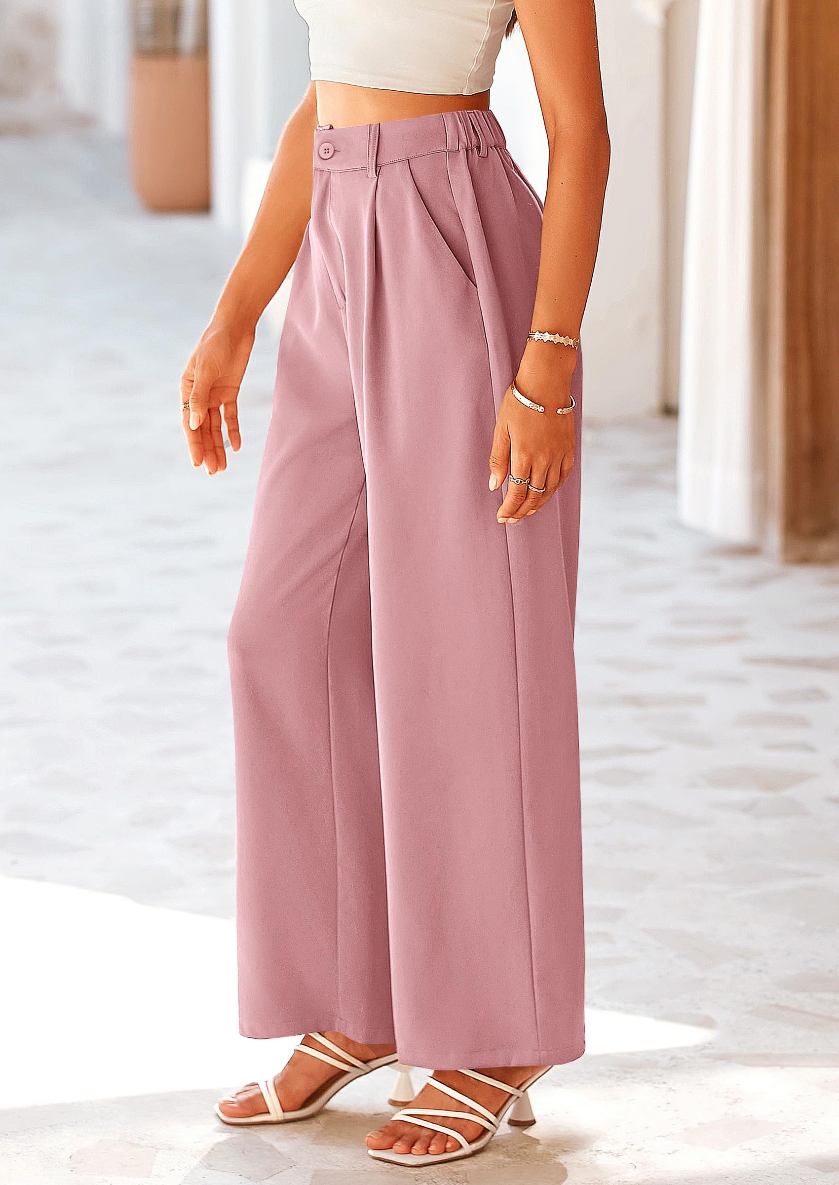 PRETTYGARDEN Wide Leg Pants for Women Trendy Fall High Waisted Business Casual Outfits Work Pant Trousers