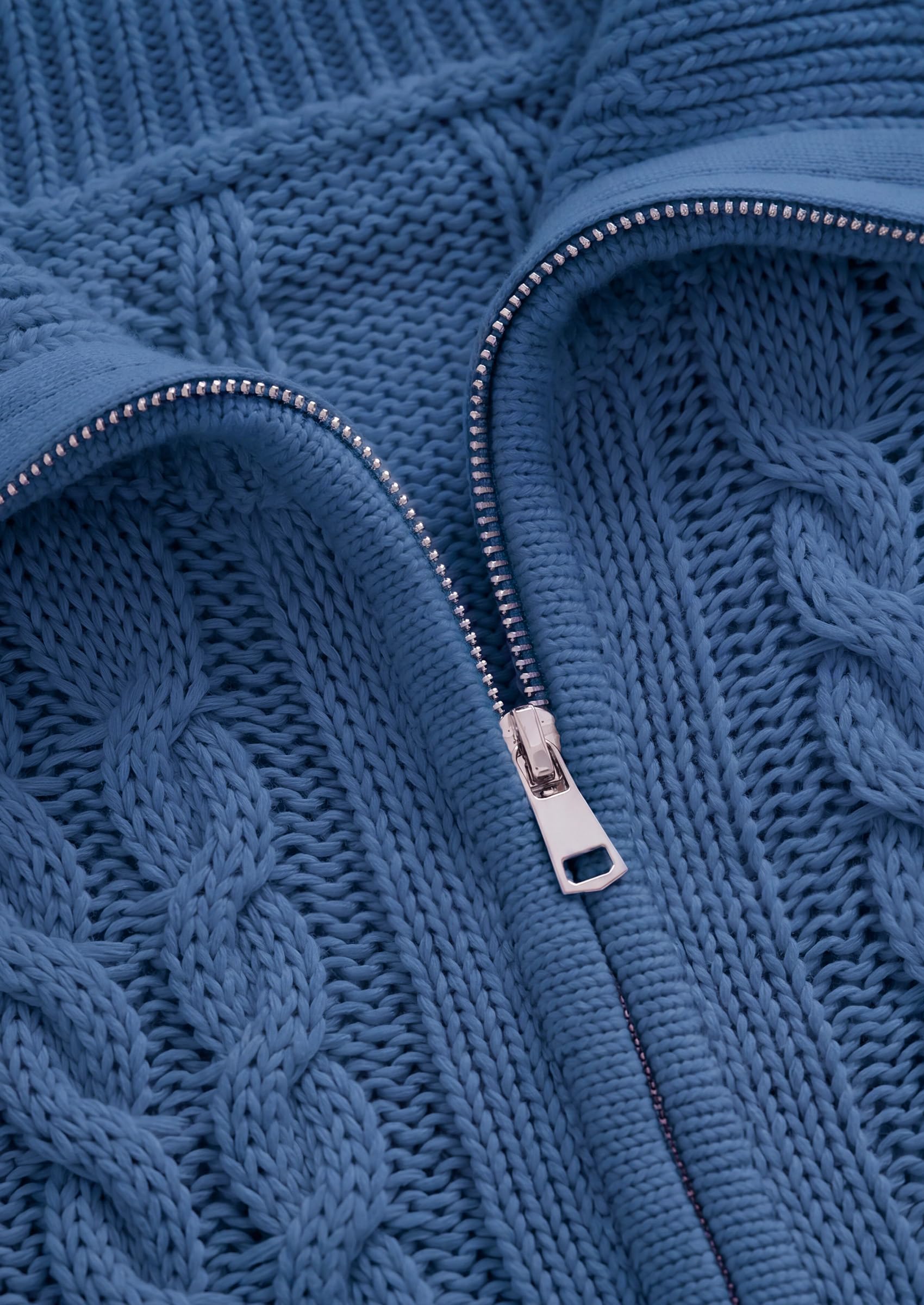PRETTYGARDEN Women's Cable Knit Cropped Cardigan Sweaters Oversized Sweater, Long Sleeve Zip Up Jacket, Collared Neck, Ribbed Hem, Cozy Soft Casual Wear, Fall Clothes Winter Outerwear