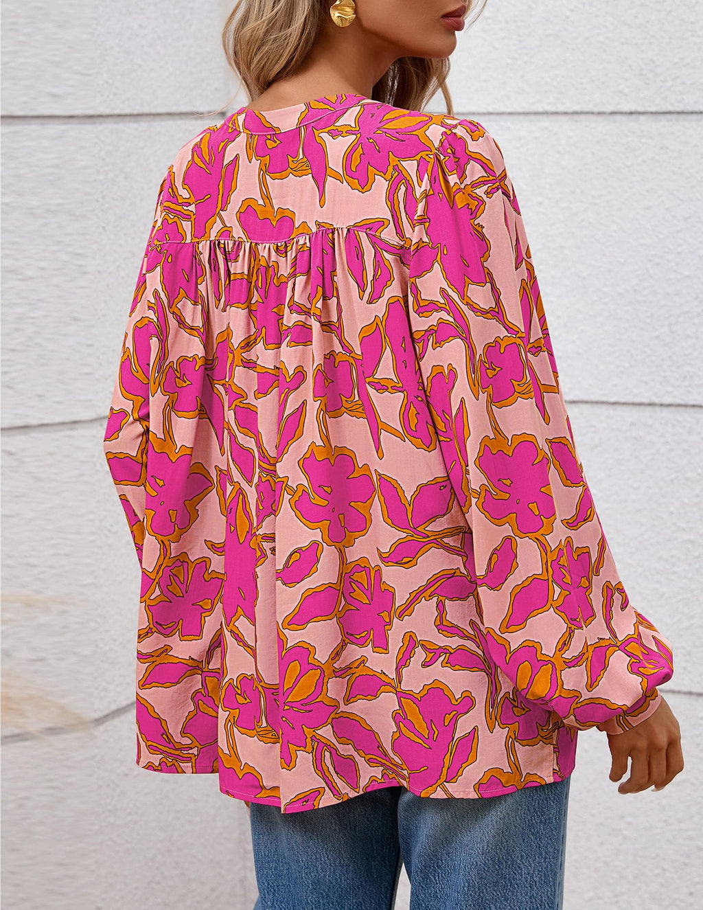 PRETTYGARDEN Women's Floral Button Down Blouse Fall Fashion Dressy Casual Long Sleeve Oversized Shirts Top Boho Clothes