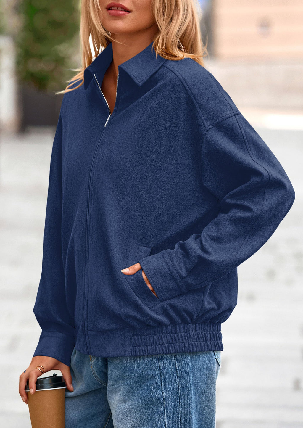 PRETTYGARDEN Faux Suede Bomber Jacket Women Fall Fashion Casual Zip Up Oversized Trendy Winter Clothing Outerwear Coats