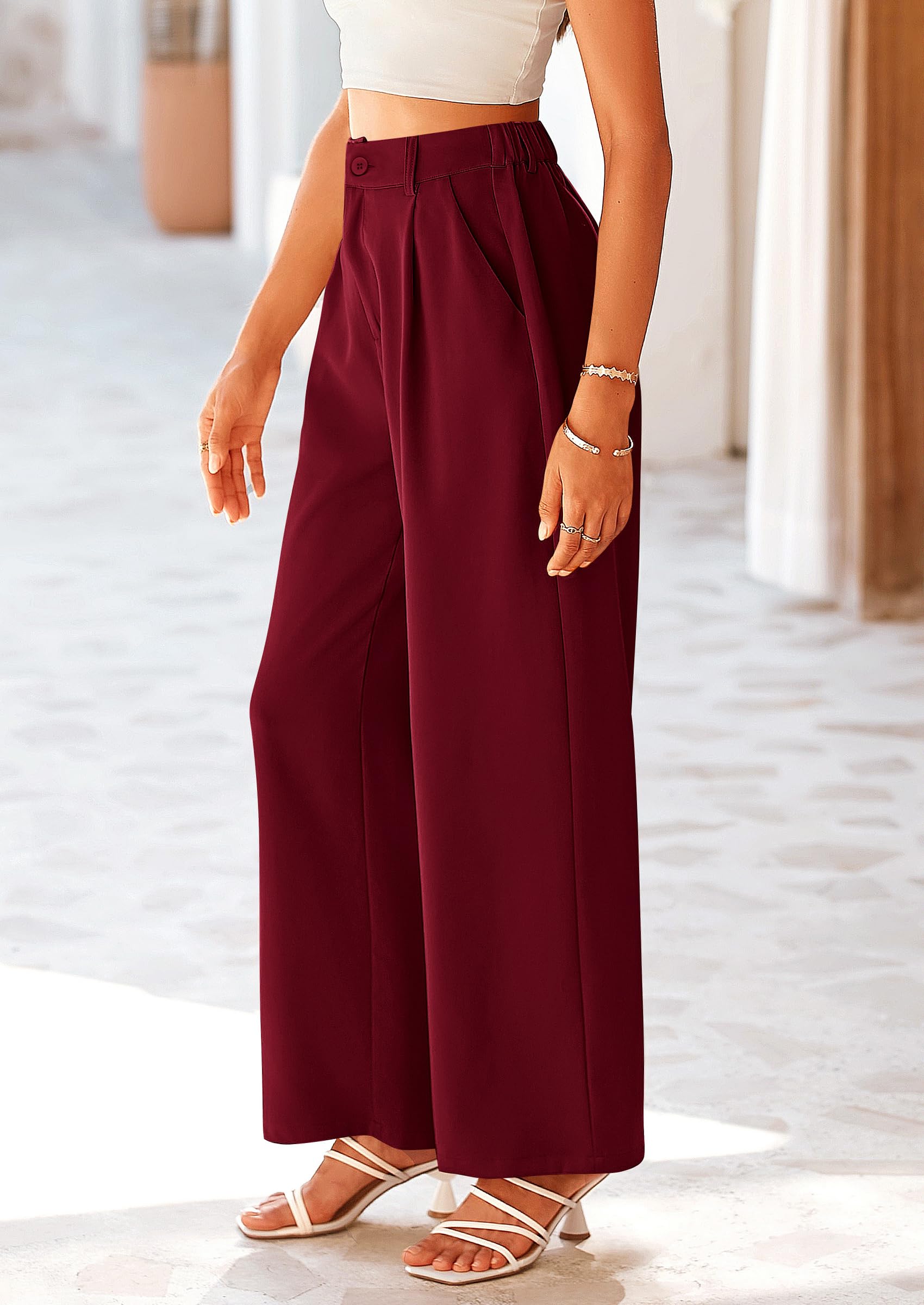 PRETTYGARDEN Wide Leg Pants for Women Trendy Fall High Waisted Business Casual Outfits Work Pant Trousers