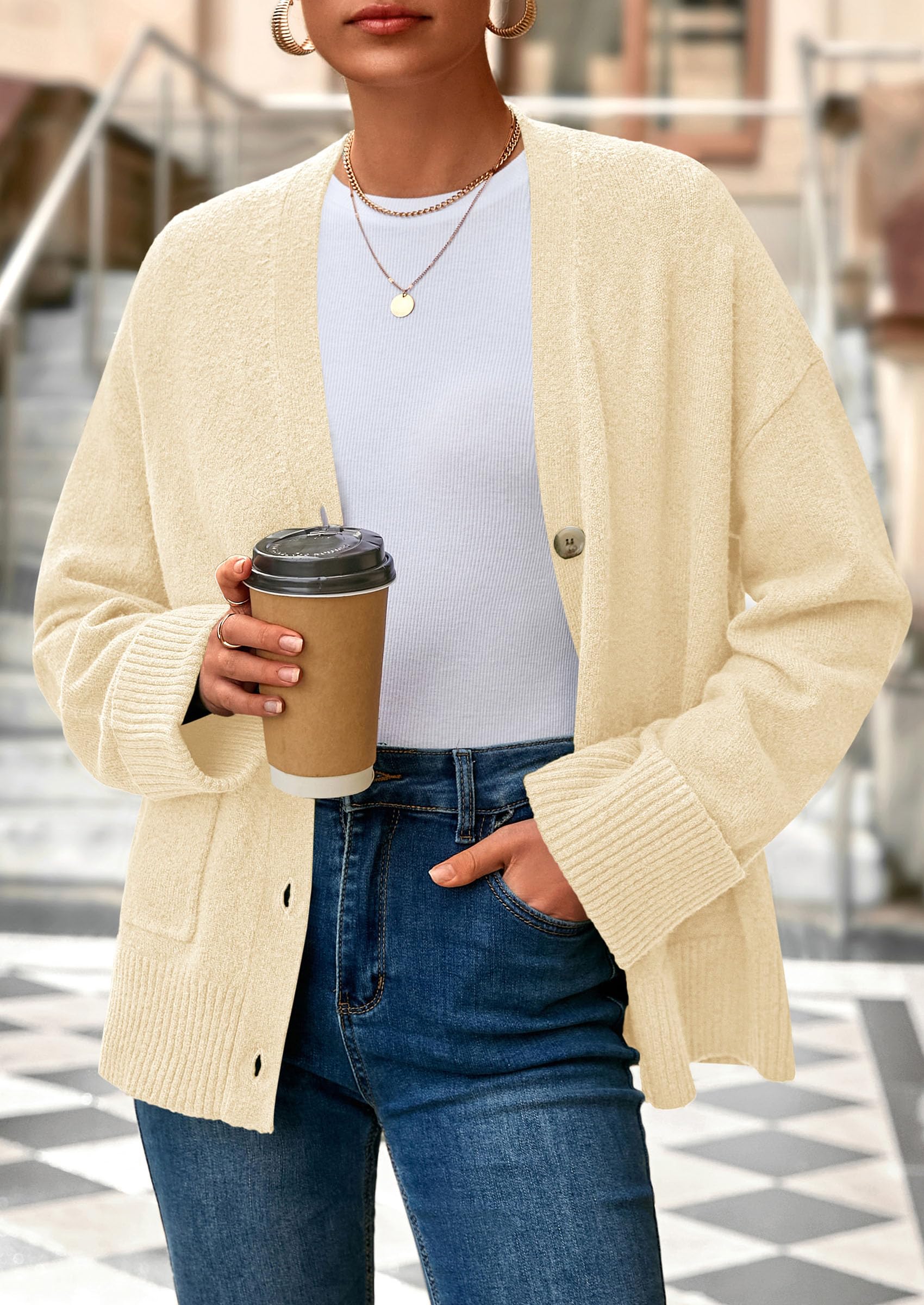 PRETTYGARDEN Women's Oversized Cardigan Sweaters Trendy Chunky Knit Long Sleeve V Neck Button Down Fall Winter Outfits