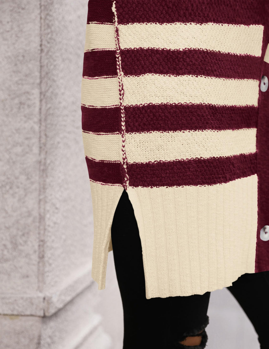 PRETTYGARDEN Women's Winter Striped Cardigan Sweaters Long Sleeve Button Down Open Front Chunky Knit Oversized Sweater Coat