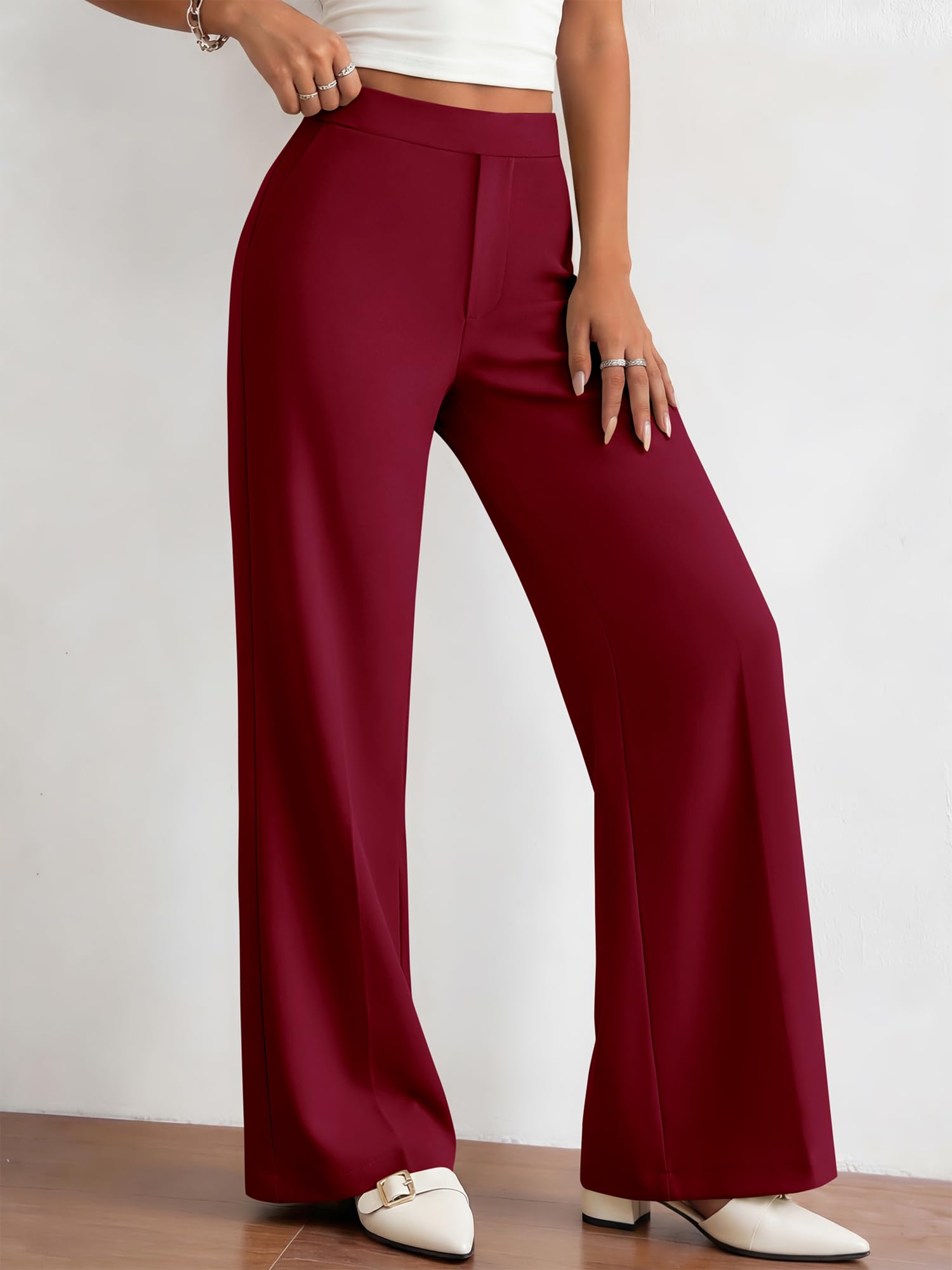 BTFBM Womens Dress Pants Wide Leg Trousers Pockets | High Waisted Long Business Casual Slacks Fall Fashion
