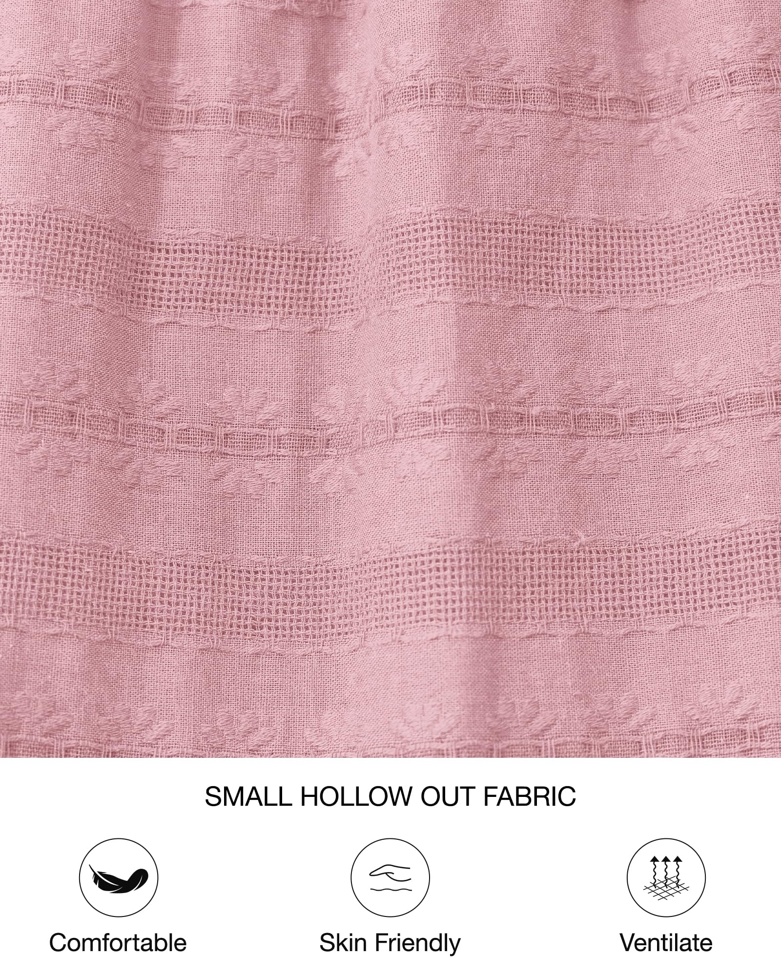 FreshPretty Womens Summer Casual Midi Maxi Dresses Lightweight Short Sleeve V Neck Elastic Waist Boho Beach Dress Pockets