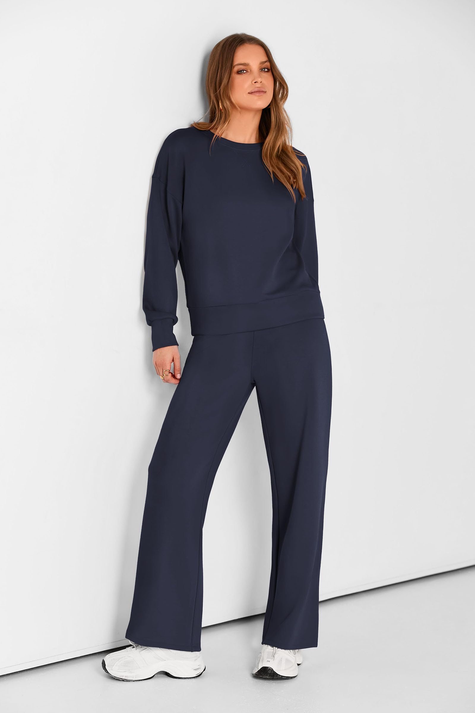 PRETTYGARDEN Womens 2 Piece Outfits Fall Long Sleeve Sweatshirt Wide Leg Pants Lounge Sets Winter Sweatsuits Tracksuit