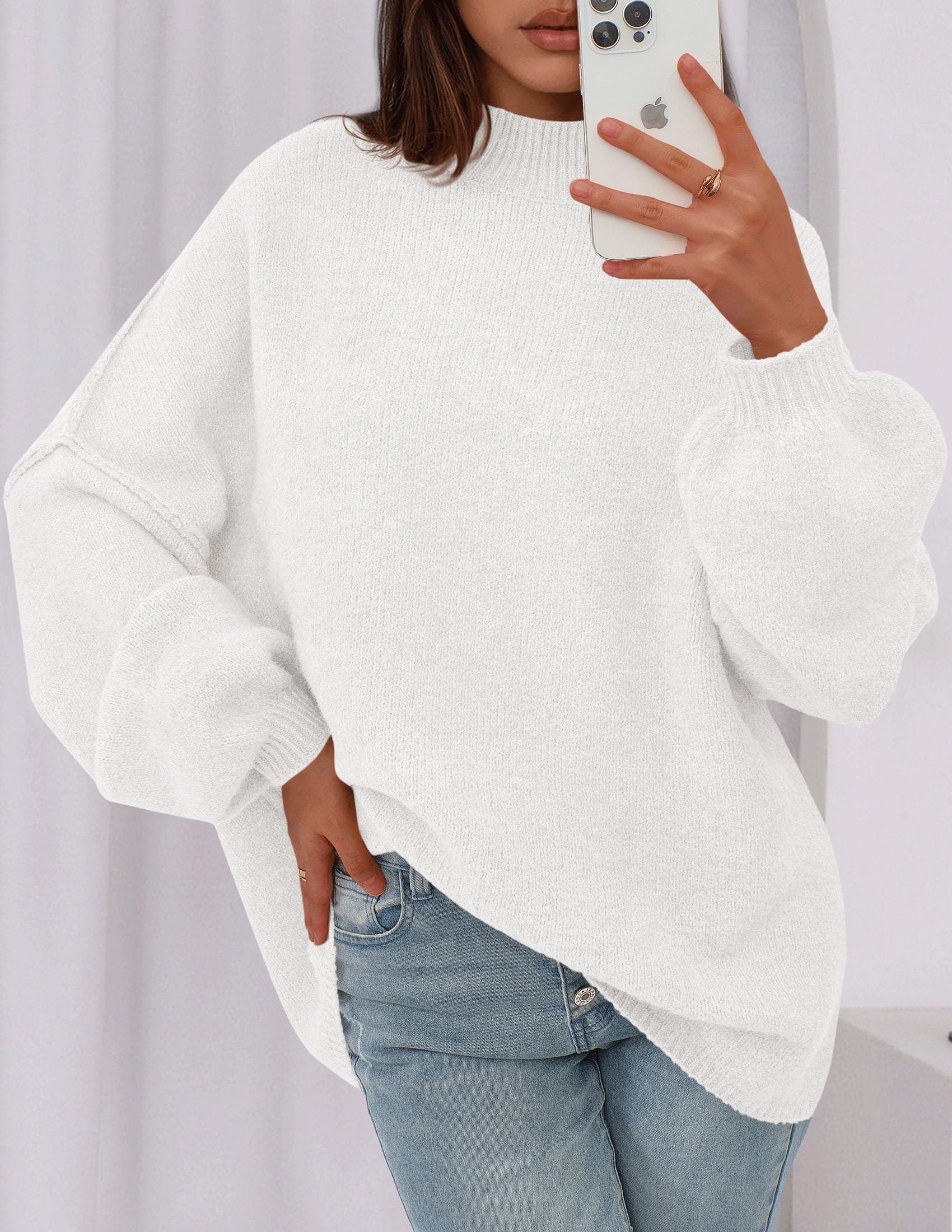 PRETTYGARDEN Women's 2026 Fall Oversized Sweaters Chunky Knit Mock Neck Long Sleeve Casual Trendy Pullover Winter Clothes