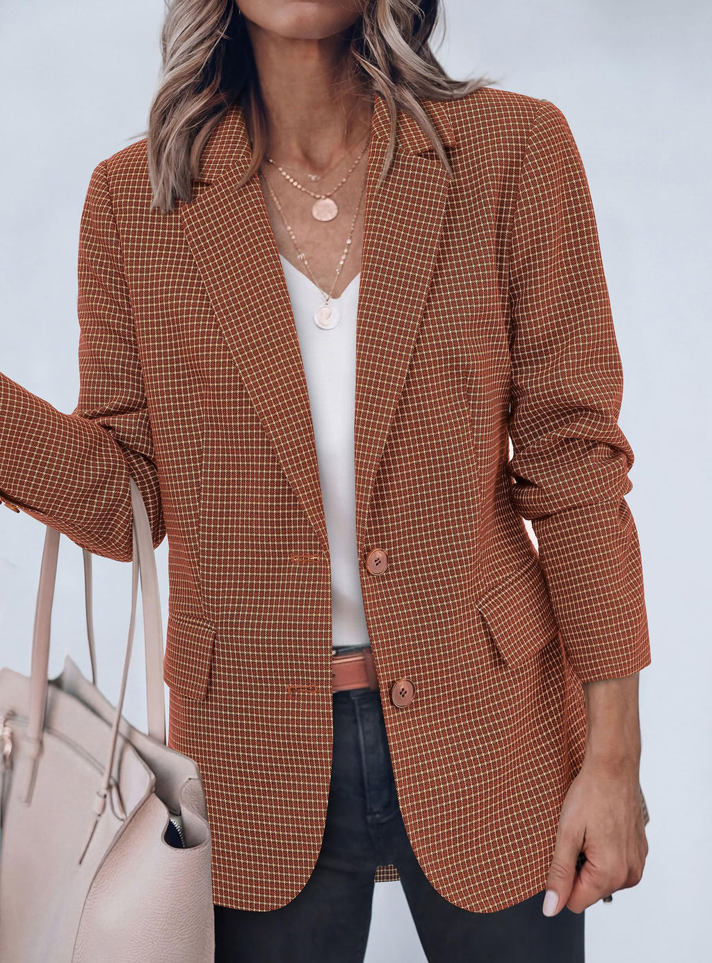 PRETTYGARDEN Fall Blazers for Women Business Casual | Long Sleeve Plaid Houndstooth, Notch Lapel Pockets, Oversized Blazer Outerwear, Trendy Suit Jackets, 2026 Winter Work Outfits