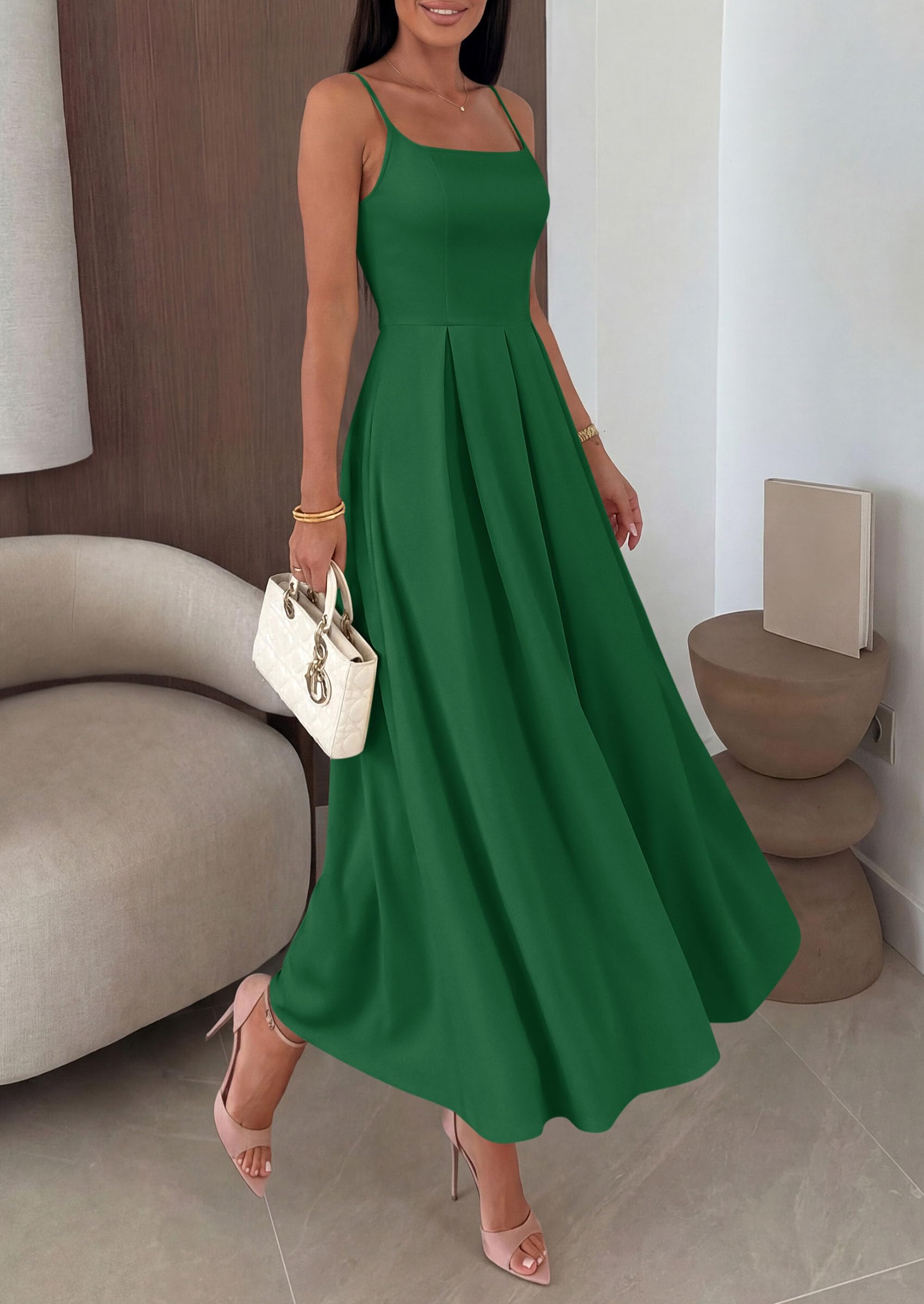PRETTYGARDEN Cocktail Dresses for Women  Spring Elegant Ruffle A Line Long Flowy Summer Formal Wedding Guest Maxi Dress