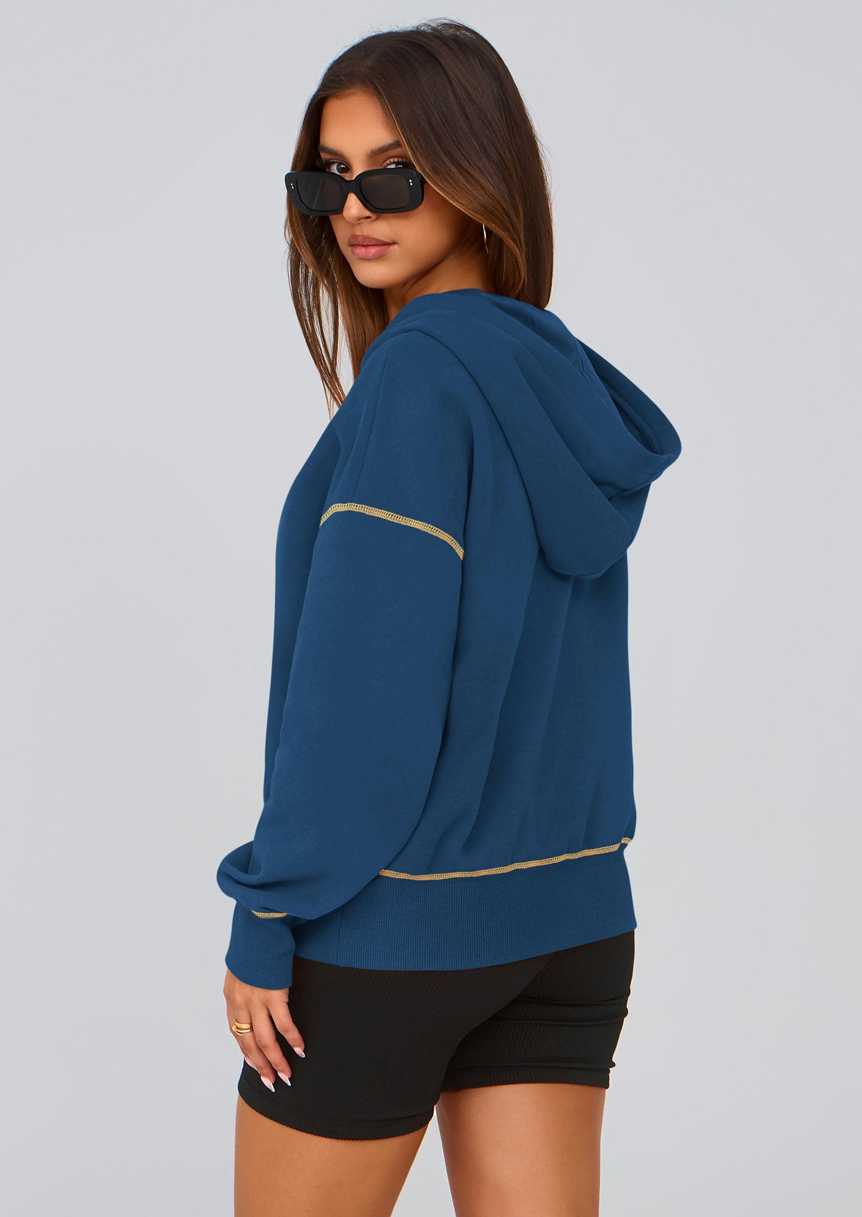 PRETTYGARDEN Women's  Fall Hooded Sweatshirts Long Sleeve Half Zip Cropped Hoodies Pullover Winter Fashion Clothes