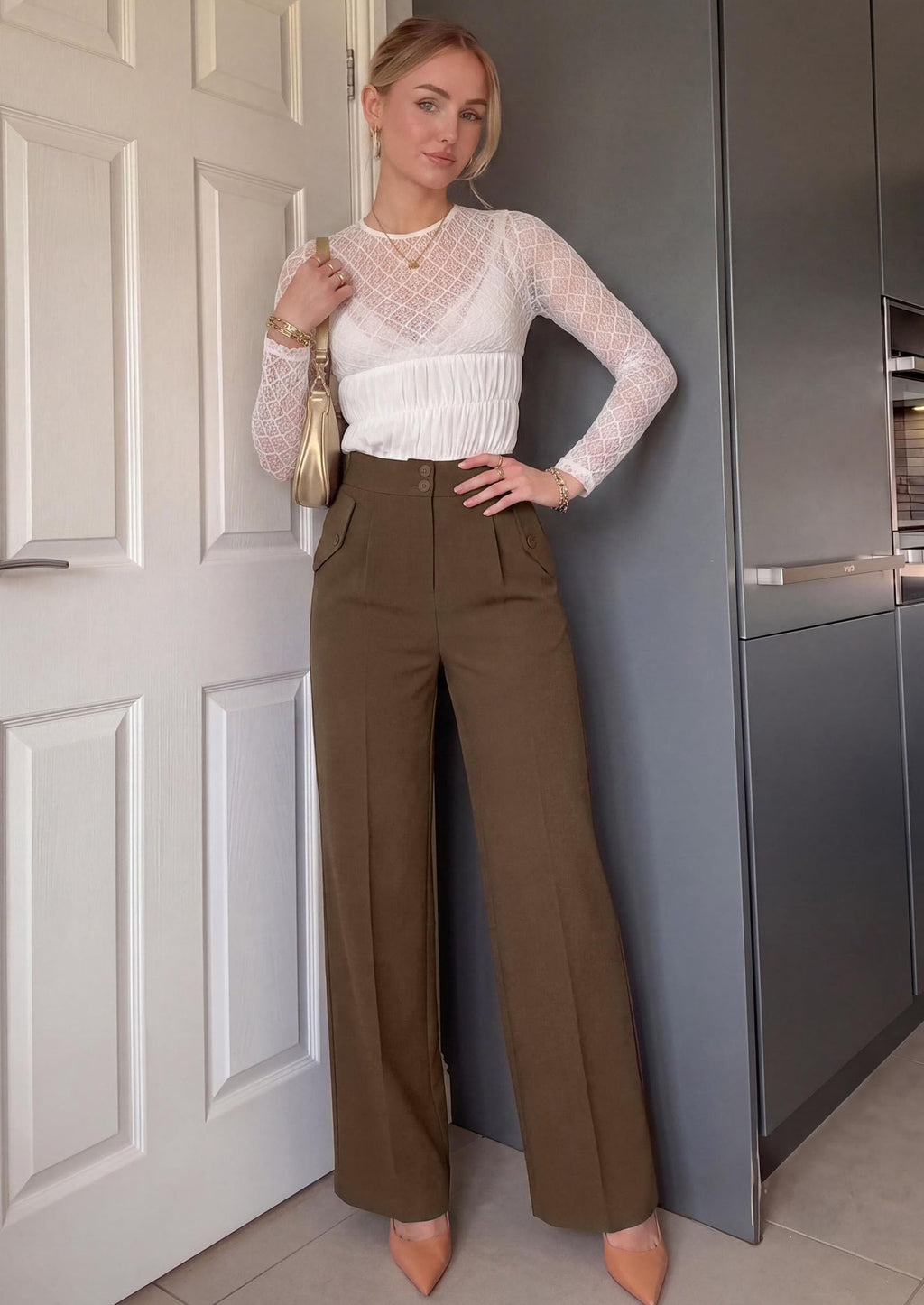 PRETTYGARDEN Women's Wide Leg Work Dress Pants Trousers | Palazzo Pant with Pockets, Lightweight Flowy, High Elastic Waistband, Office Wear, Business Casual Outfits, Fashion Clothing
