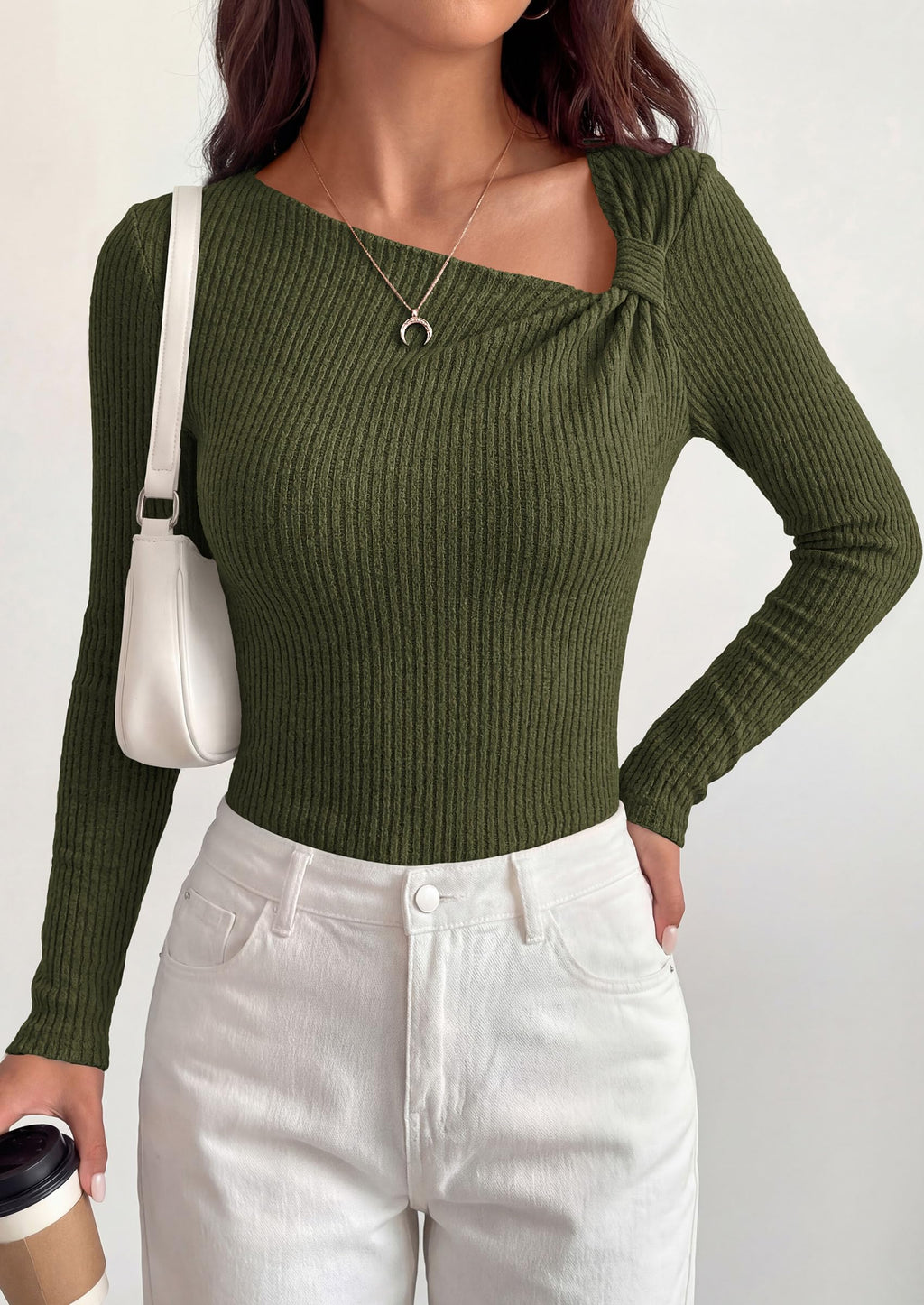 PRETTYGARDEN Womens  Early Fall Fashion Long Sleeve T Shirts Asymmetrical Ribbed Fitted Trendy Going Out Tops Y2K Outfits