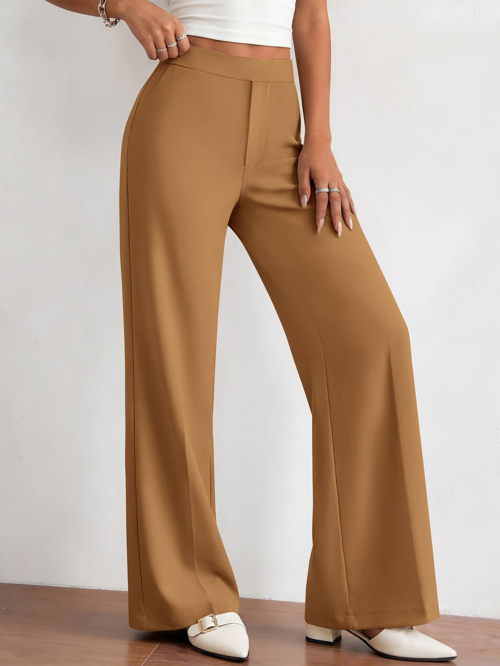 BTFBM Womens Dress Pants Wide Leg Trousers Pockets | High Waisted Long Business Casual Slacks Fall Fashion