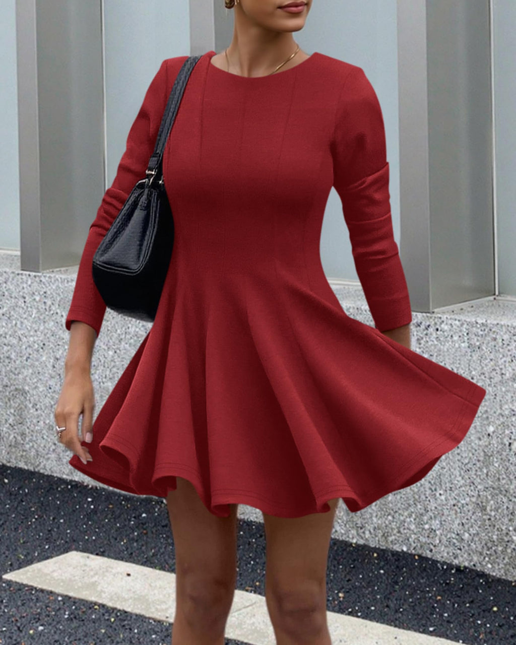 BTFBM Spring Dresses for Women Long Sleeve High Waist Pleated Flowy A Line Party Wedding Guest Dress Business Casual