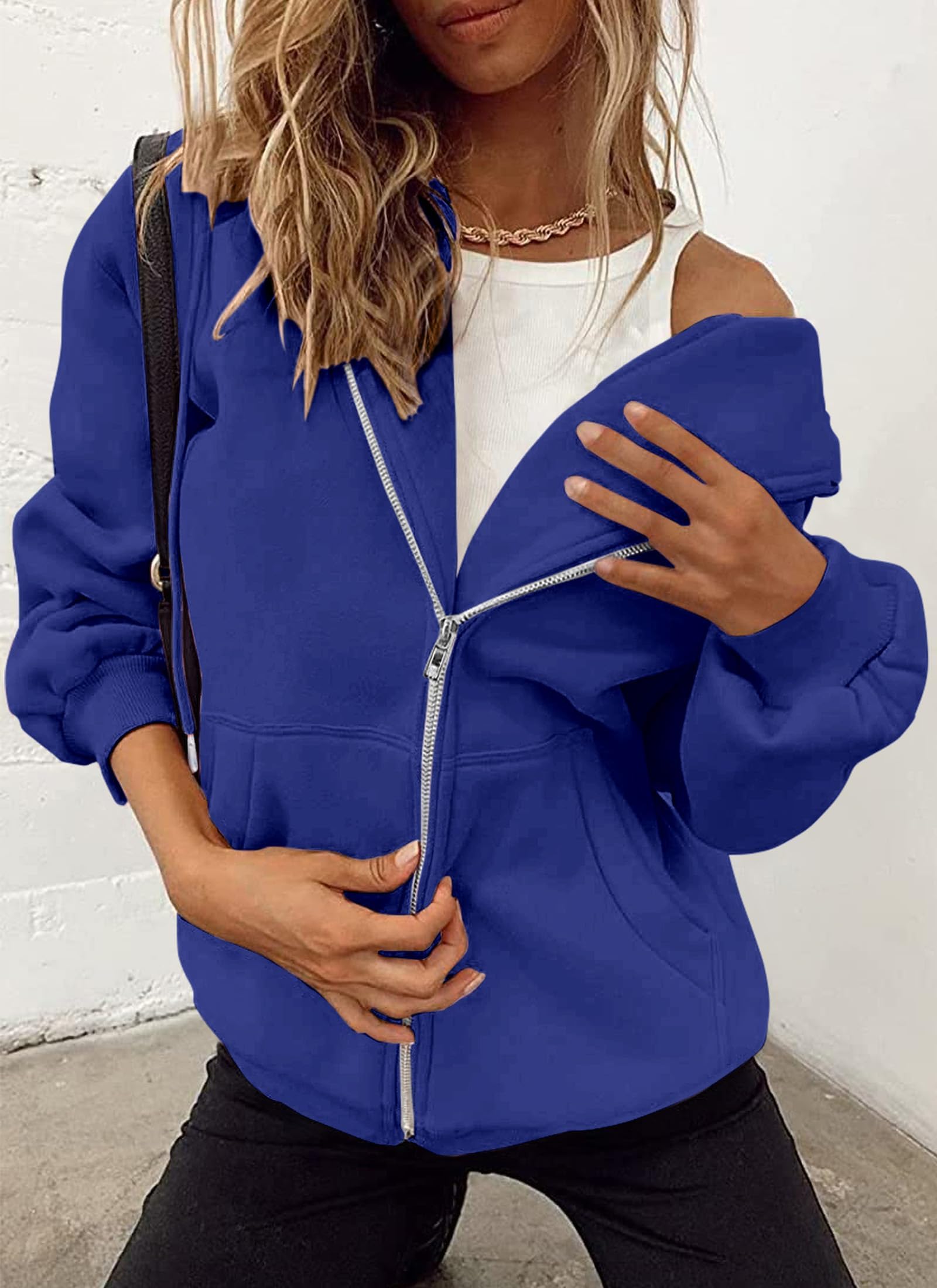 PRETTYGARDEN Women's Zip Up Y2K Hoodies Casual Long Sleeve Sweatshirts Fall Spring Track Jackets with Pockets