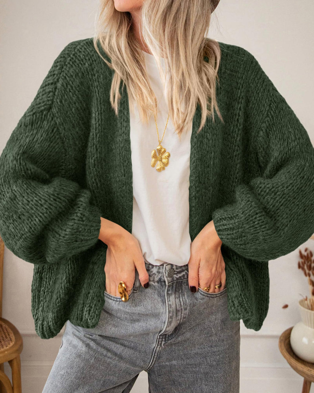 BTFBM Cardigan Sweaters for Women Fall Fashion Clothes | No Button No Pocket Design, Chunky Knit Open Front Cardigans, Ribbed Cuff Long Sleeve Sweater, Loose Winter Coat Clothing