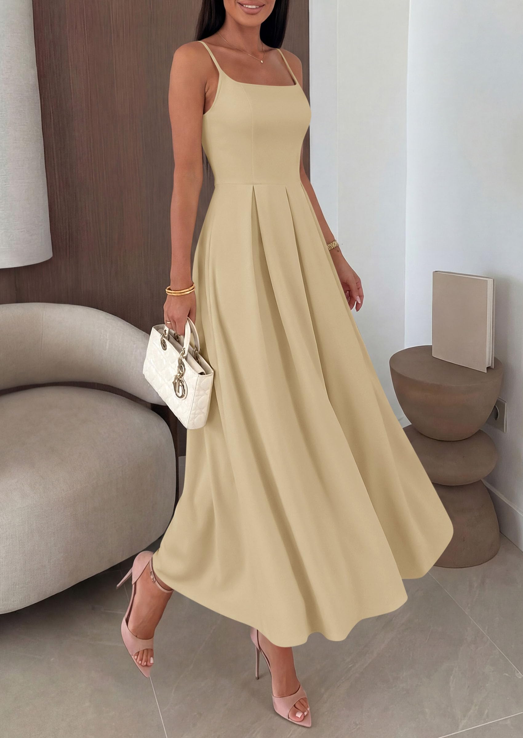 PRETTYGARDEN Cocktail Dresses for Women  Spring Elegant Ruffle A Line Long Flowy Summer Formal Wedding Guest Maxi Dress