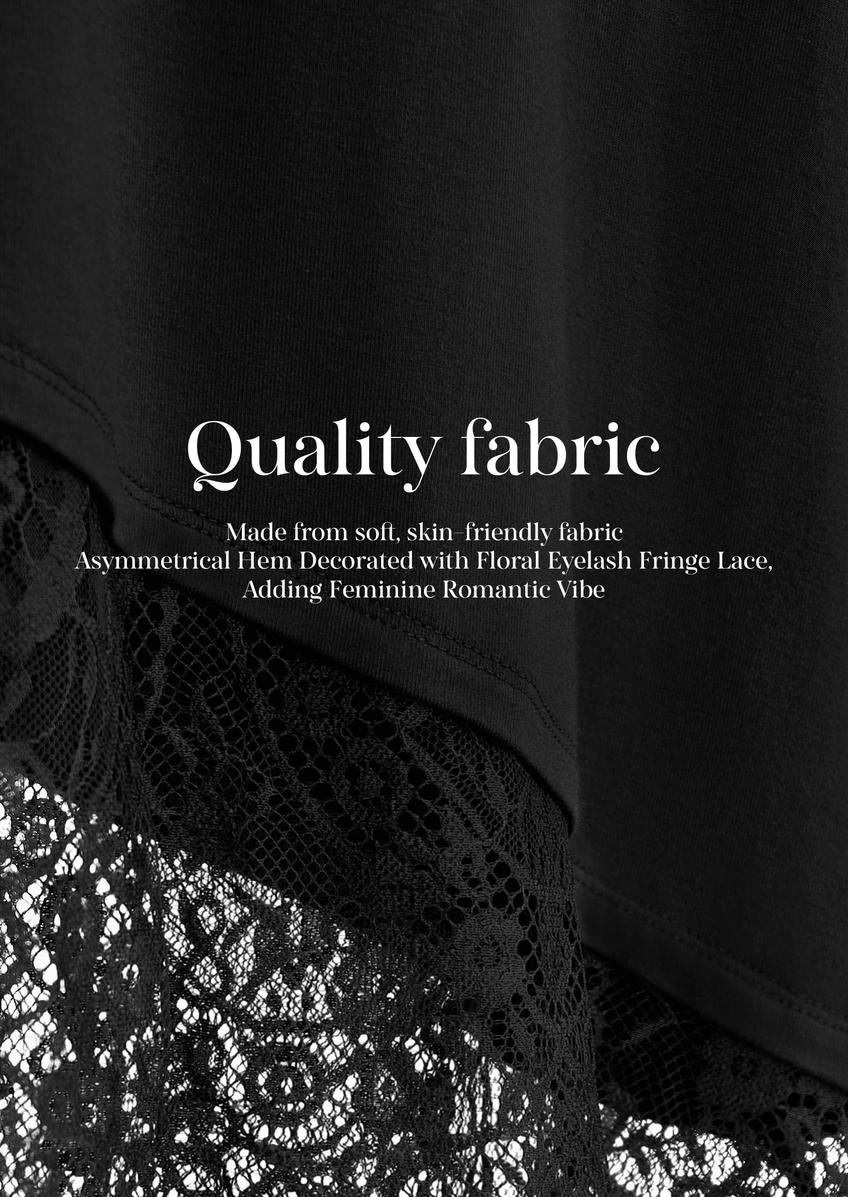 PRETTYGARDEN Women's Lace Patchwork Long Sleeve Shirts | Soft Casual Tops,Irregular Asymmetrical Hem,Crew Neck Thermal Blouses,Loose Fit Layer Tee,Fashion Fall Winter Daily Wear