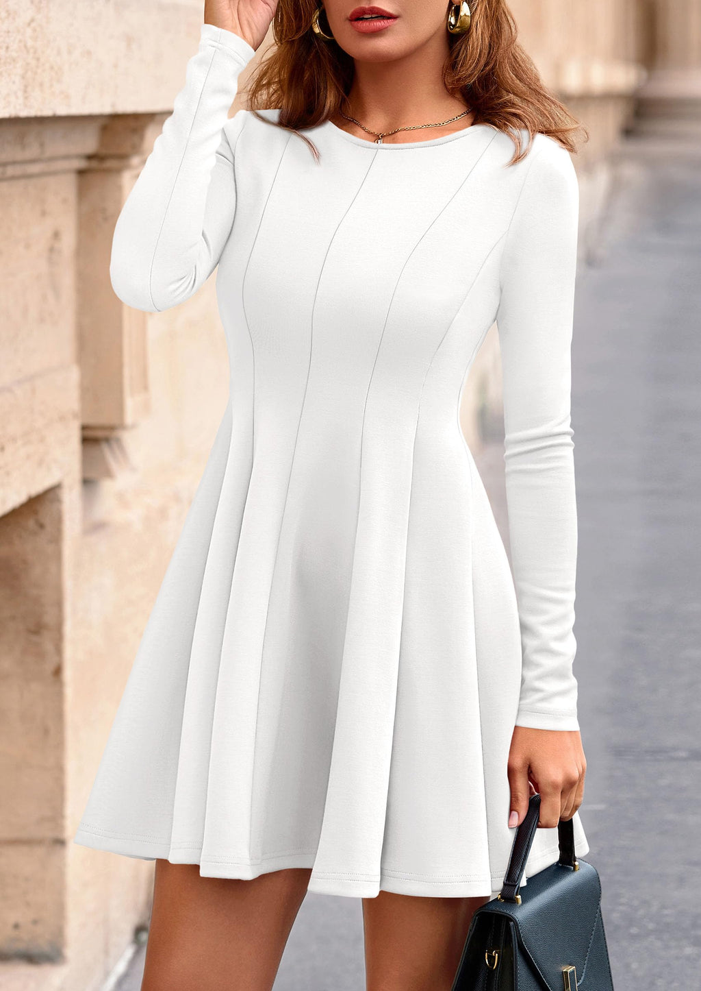 PRETTYGARDEN Fall Cocktail Dresses for Women Elegant Classy Wedding Guest  Long Sleeve Homecoming Party A Line Mini Dress