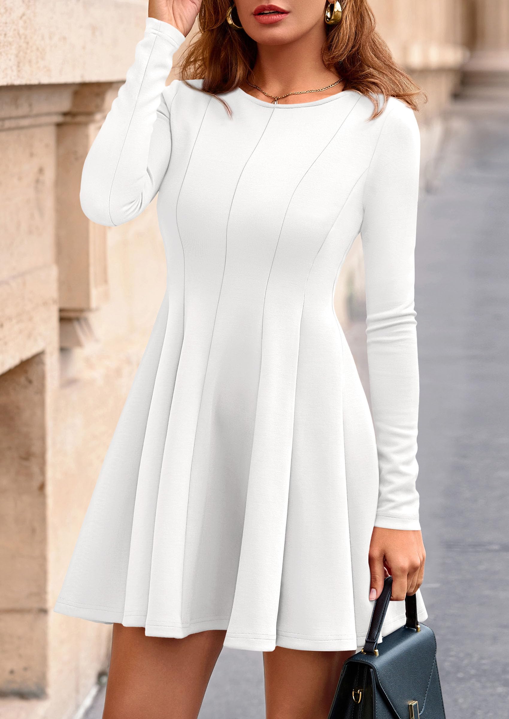 PRETTYGARDEN Fall Cocktail Dresses for Women Elegant Classy Wedding Guest  Long Sleeve Homecoming Party A Line Mini Dress
