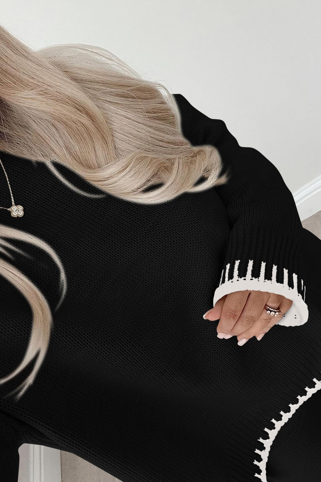 PRETTYGARDEN Women's 2 Piece Knit Sweater Outfit Casual Long Sleeve Pullover Wide Leg Pants Tracksuit Loungewear Set