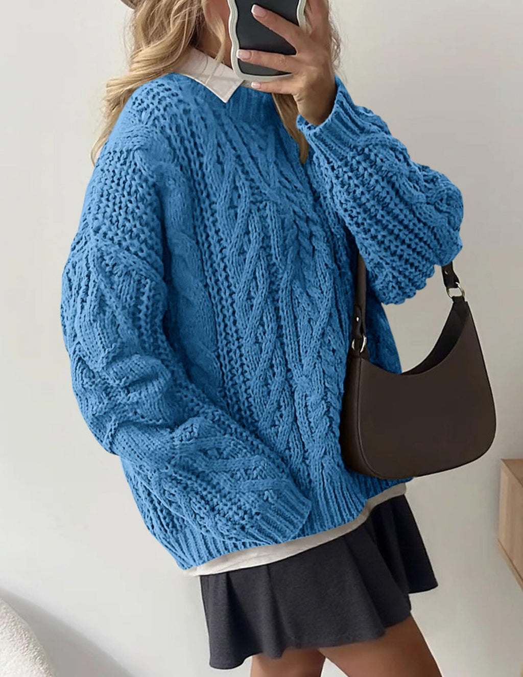 PRETTYGARDEN Women's Oversized Fall Sweaters Casual Long Sleeve Crewneck Chunky Cable Knit Pullover Tops Winter Clothes