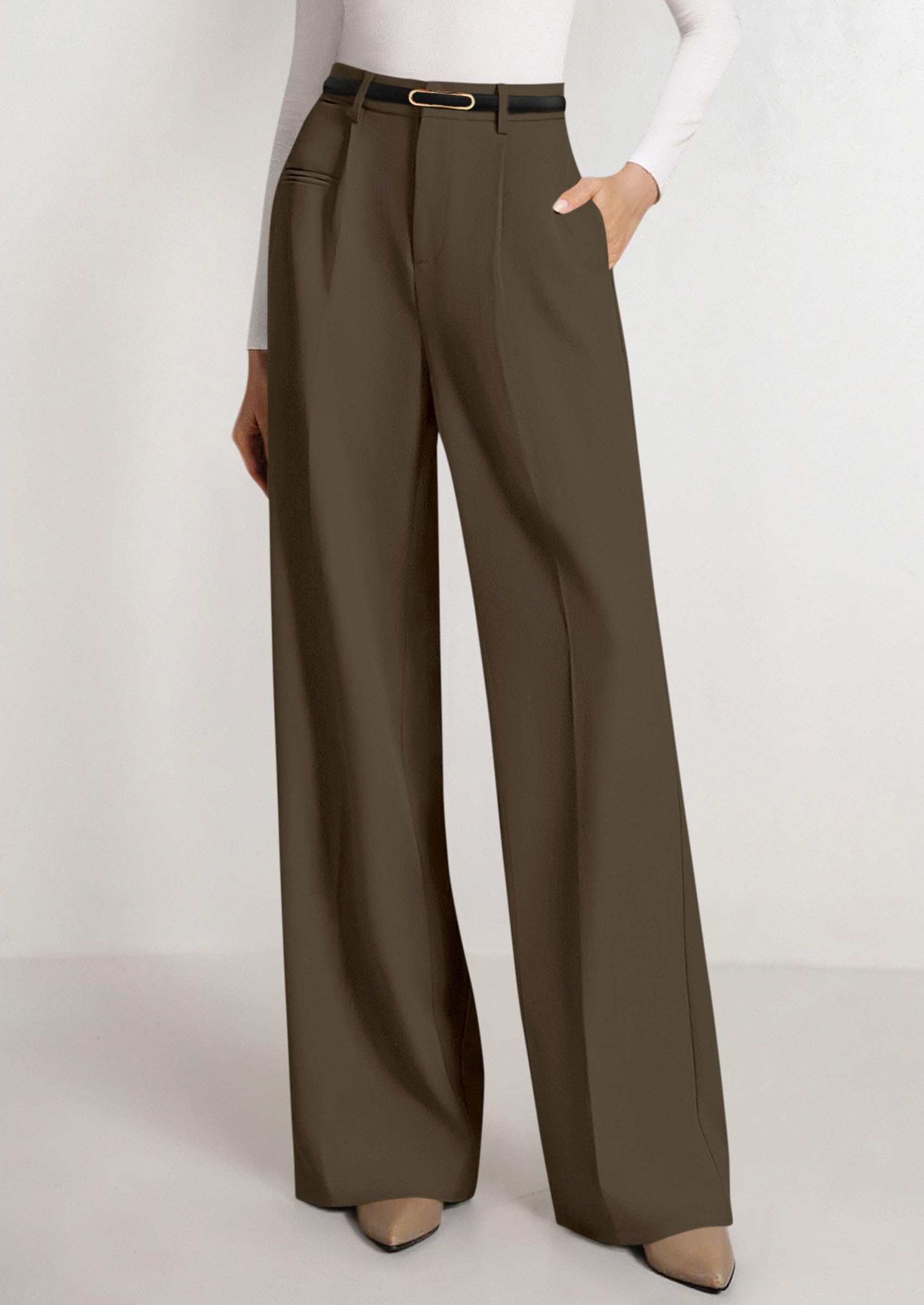 PRETTYGARDEN Womens Wide Leg Dress Pants Business Casual Flowy Work Palazzo Pants High Waisted Slacks Trousers