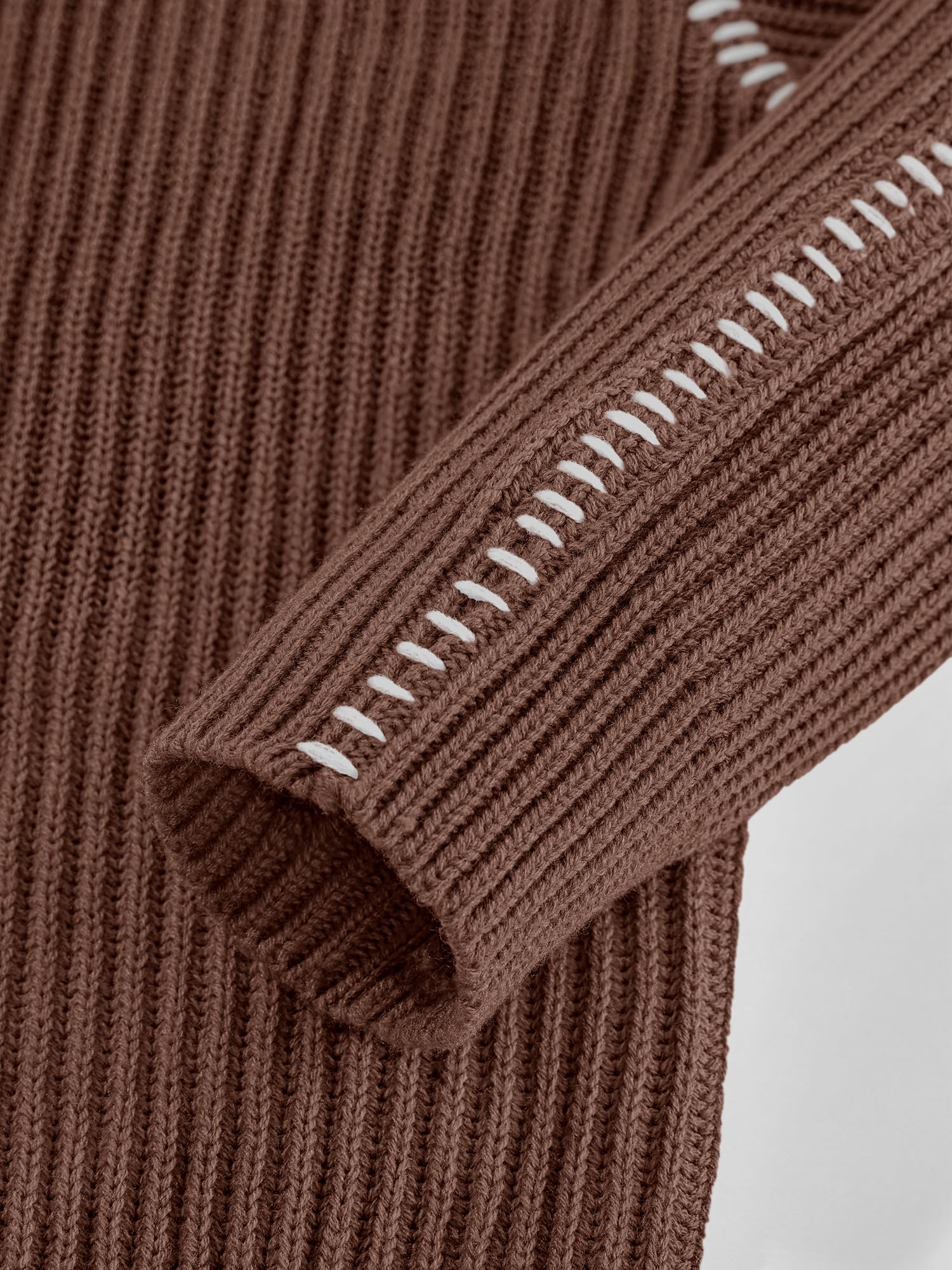 "BTFBM Womens Oversized Sweaters Contrast Chunky Knit Sweater Loose Fit Mock Neck Long Sleeve Tops, Soft Cozy Knitwear, Fall Fashion 2026, Casual Winter Clothing, Daily Going Out Outfits"
