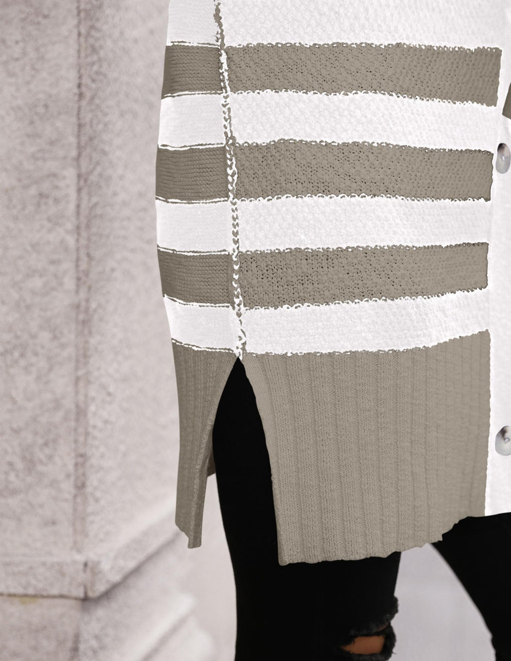 PRETTYGARDEN Women's Winter Striped Cardigan Sweaters Long Sleeve Button Down Open Front Chunky Knit Oversized Sweater Coat