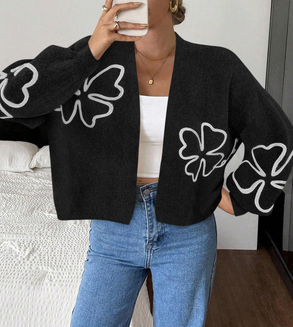 PRETTYGARDEN Women's Floral Oversized Cardigan Sweaters Trendy Fall Outfits Long Sleeve Sweater Jacket, Open Front Coat, Cozy Soft Chunky Knit, Casual Outerwear,Winter Fashion Clothing