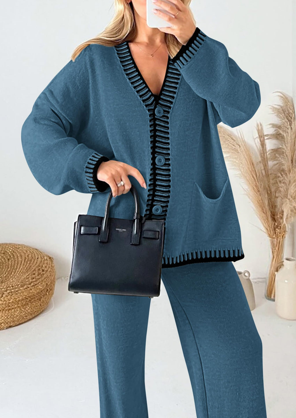 PRETTYGARDEN Lounge Sets for Women Fall Loungewear 2 Piece Outfits Cardigan Sweaters Track Suit Matching Winter Clothing