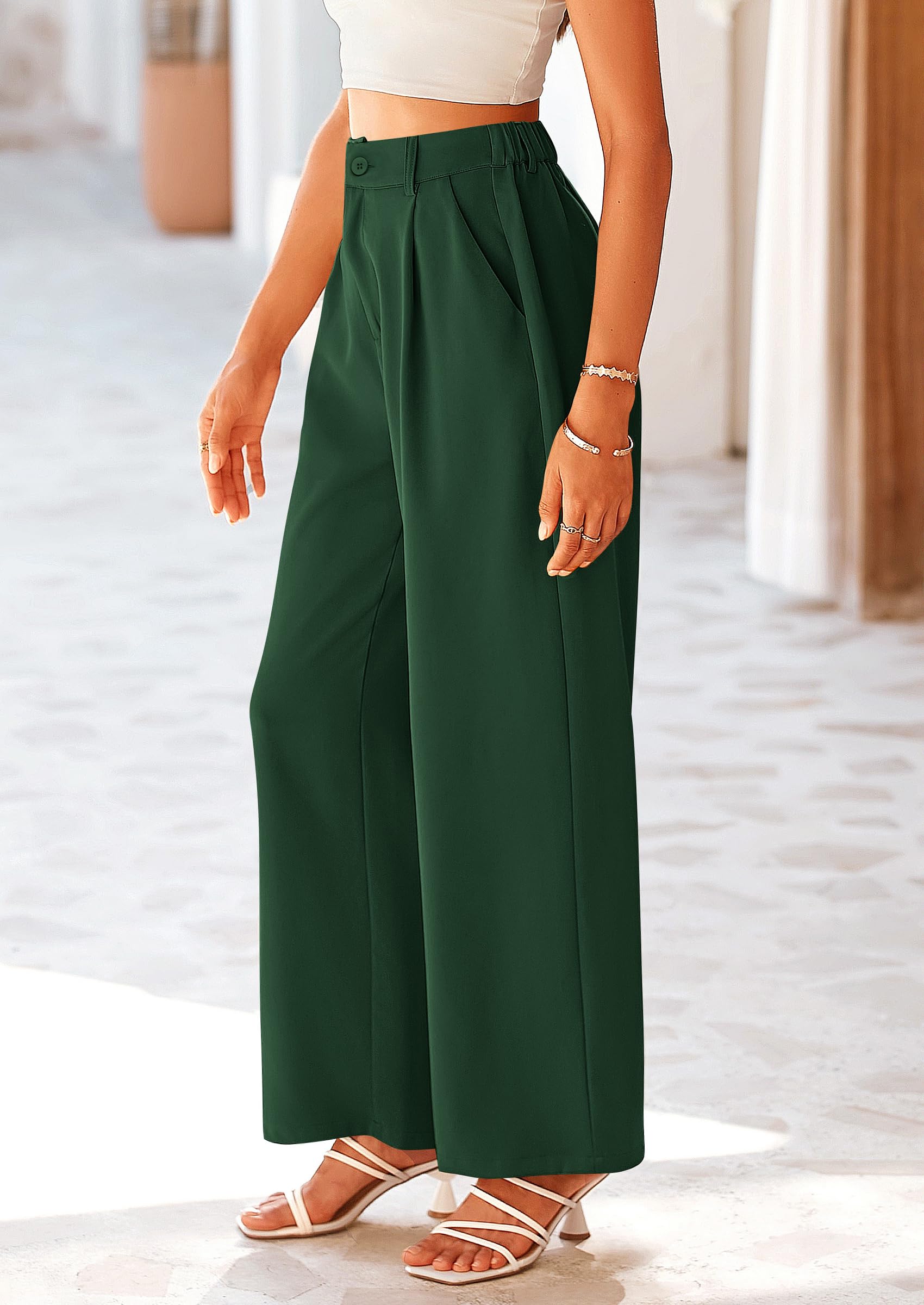 PRETTYGARDEN Wide Leg Pants for Women Trendy Fall High Waisted Business Casual Outfits Work Pant Trousers