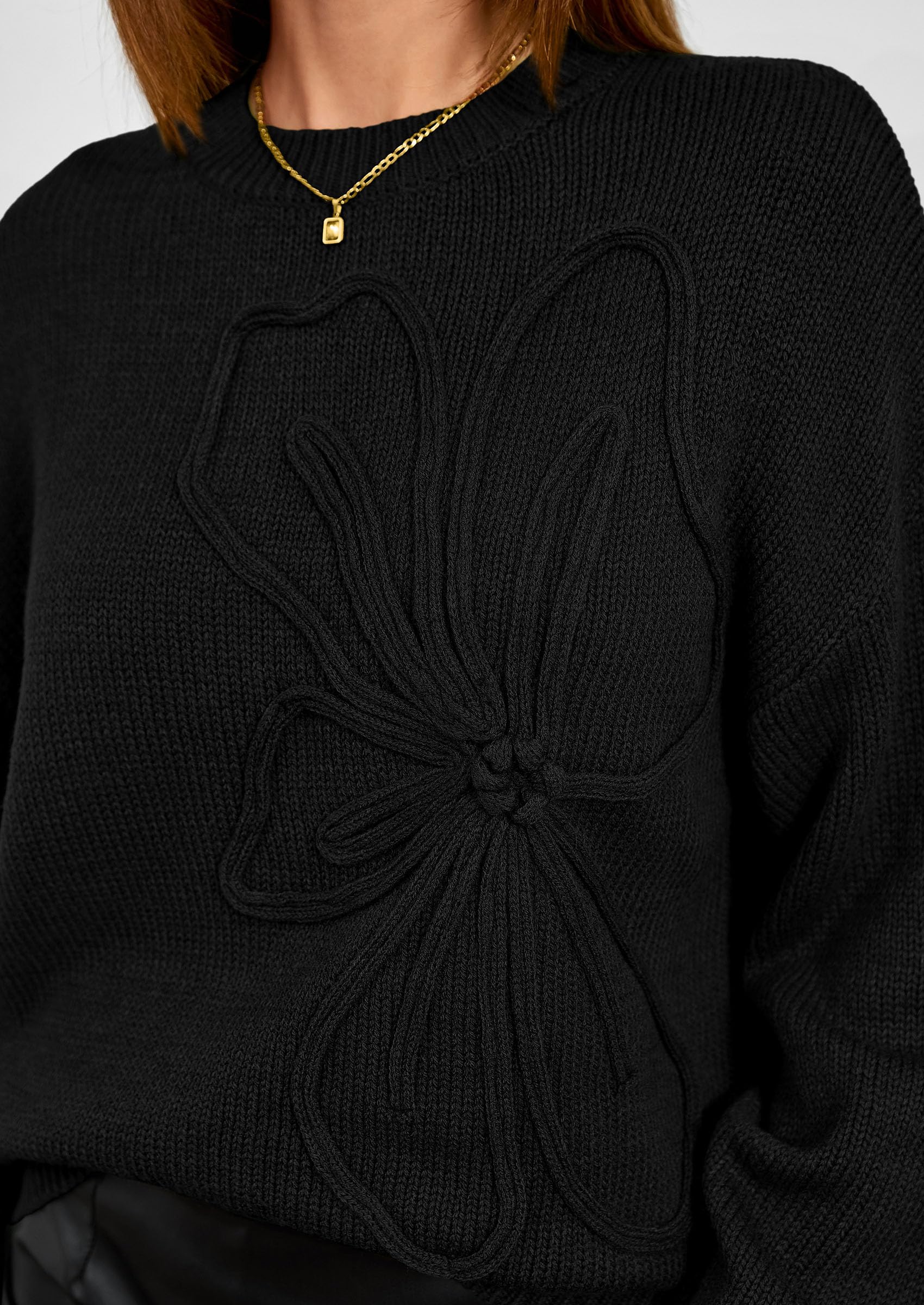 PRETTYGARDEN Womens Sweaters  Fall Fashion Long Sleeve Crewneck Floral Knit Pullover Sweater Tops Winter Clothes
