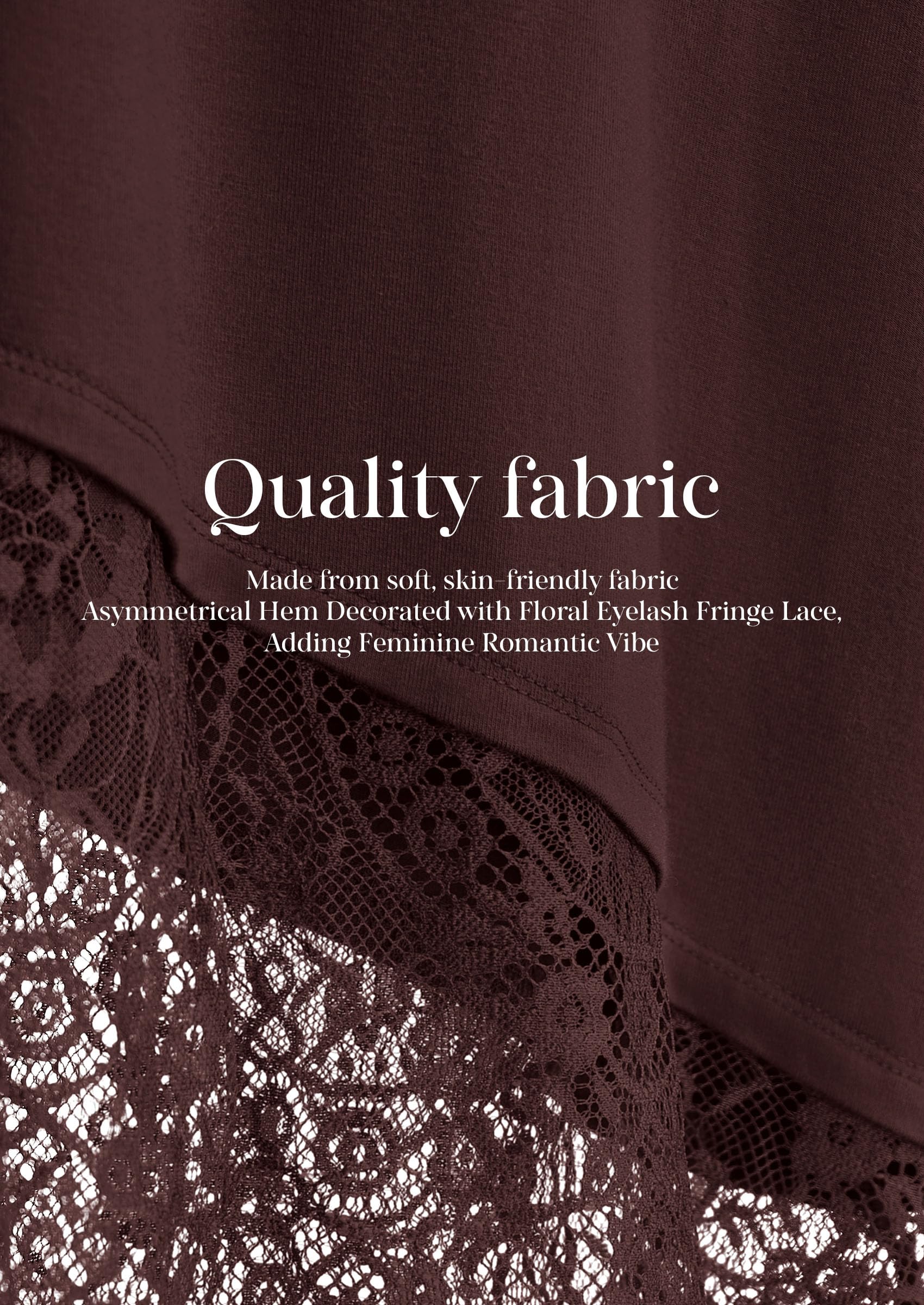 PRETTYGARDEN Women's Lace Patchwork Long Sleeve Shirts | Soft Casual Tops,Irregular Asymmetrical Hem,Crew Neck Thermal Blouses,Loose Fit Layer Tee,Fashion Fall Winter Daily Wear