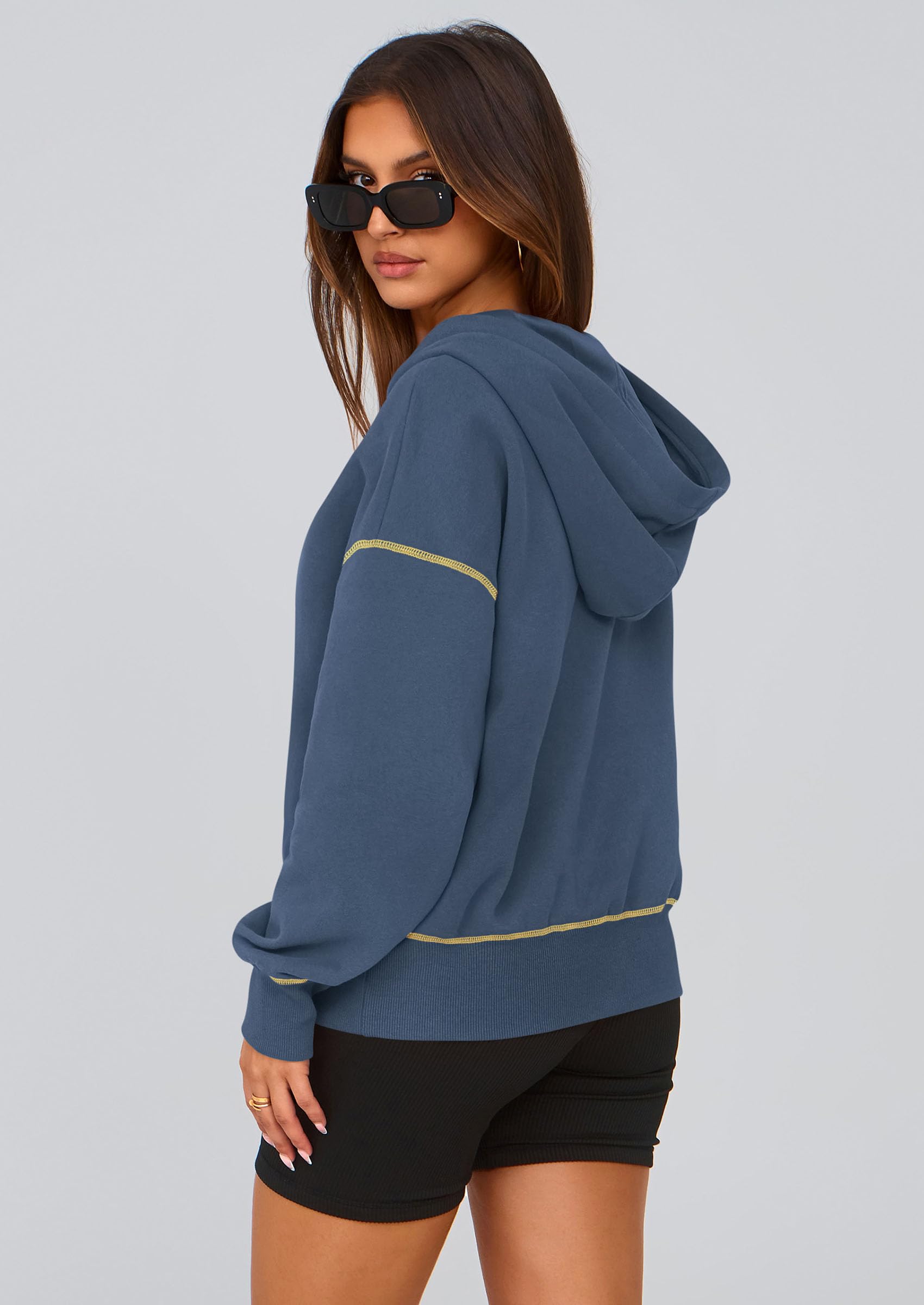 PRETTYGARDEN Women's  Fall Hooded Sweatshirts Long Sleeve Half Zip Cropped Hoodies Pullover Winter Fashion Clothes