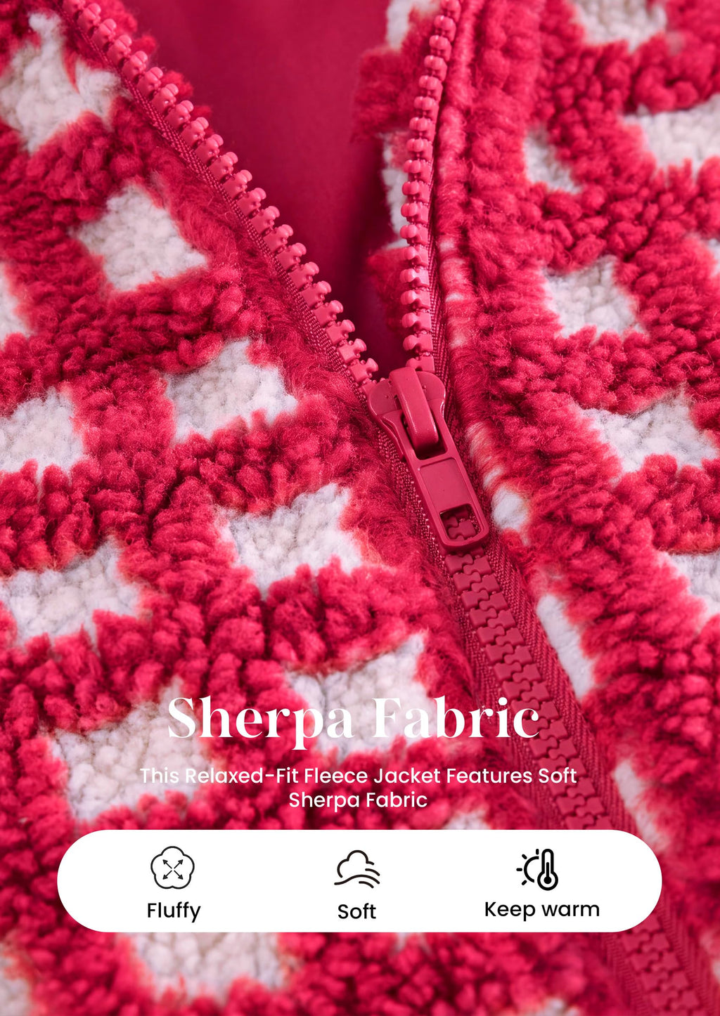 PRETTYGARDEN Women's Gingham Sherpa Fleece Jacket Plaid Cropped Teddy Coat Trendy Y2K Winter Jacket, Zip Up Stand Collar, Side Pockets, Fall Outfit for Casual Daily, Going Out, Streetwear, Outdoor