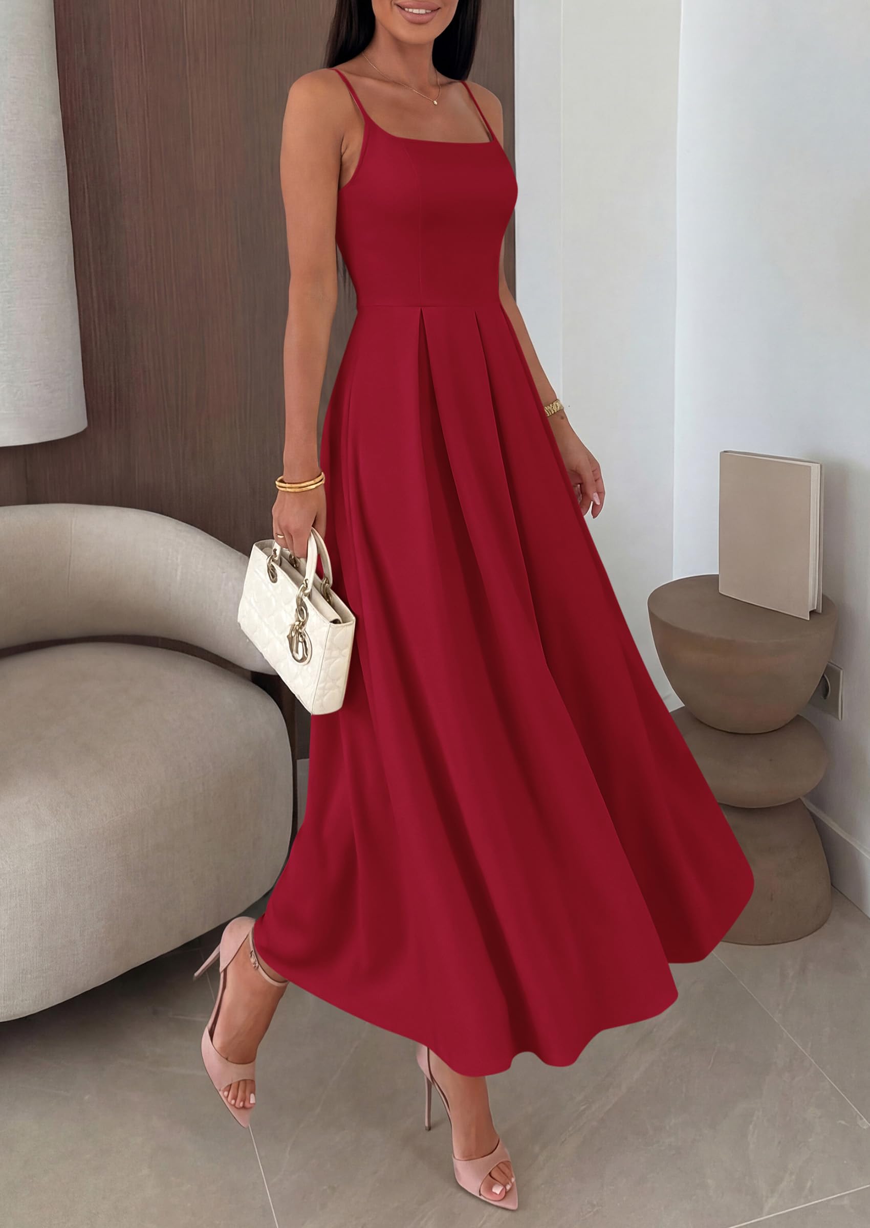 PRETTYGARDEN Cocktail Dresses for Women  Spring Elegant Ruffle A Line Long Flowy Summer Formal Wedding Guest Maxi Dress
