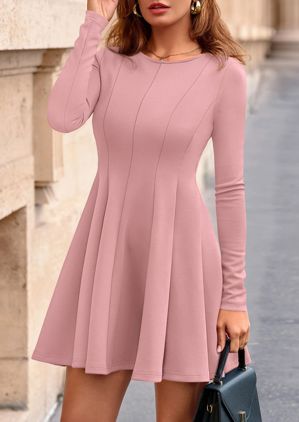 PRETTYGARDEN Fall Cocktail Dresses for Women Elegant Classy Wedding Guest  Long Sleeve Homecoming Party A Line Mini Dress