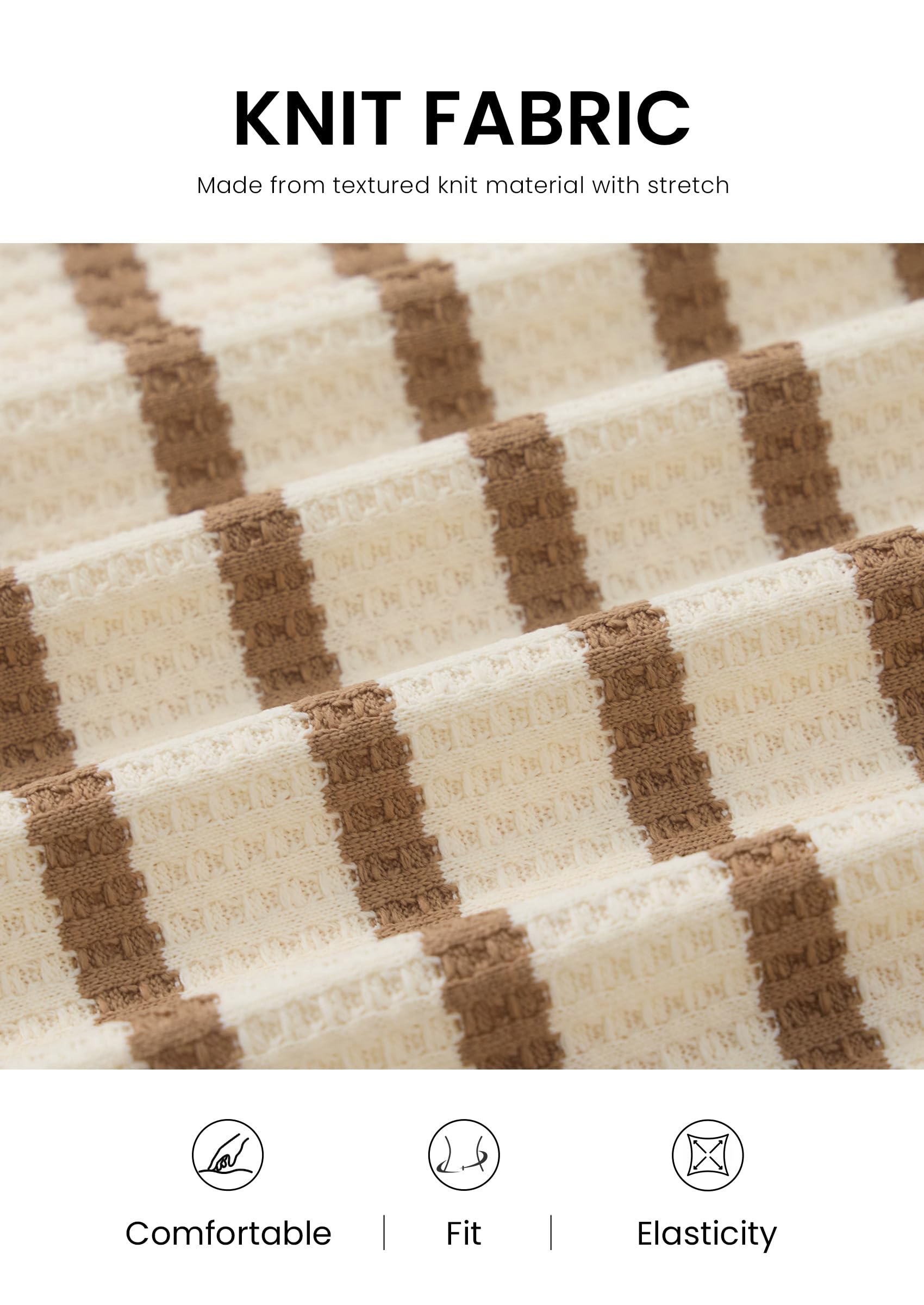 PRETTYGARDEN Sundresses for Women  Summer Striped Knit Side Slit Spring Fashion Bodycon Maxi Dress Beach Vacation Clothes