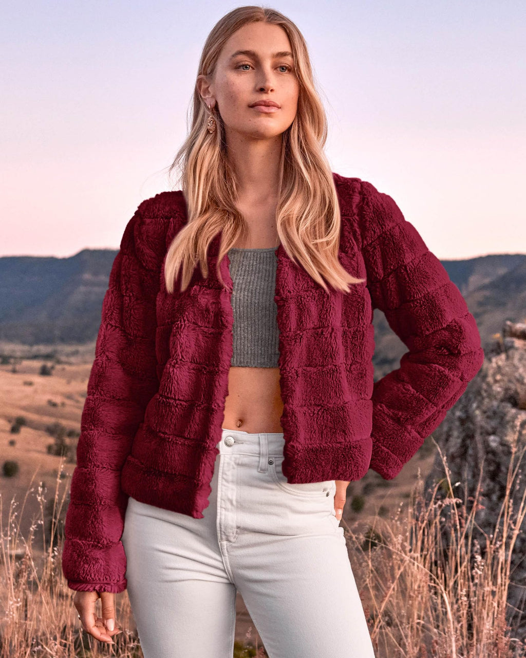 FreshPretty Winter Coats For Women Faux Fur Jacket Soft Long Sleeve Fluffy Open Front Outerwear Fall Outfits