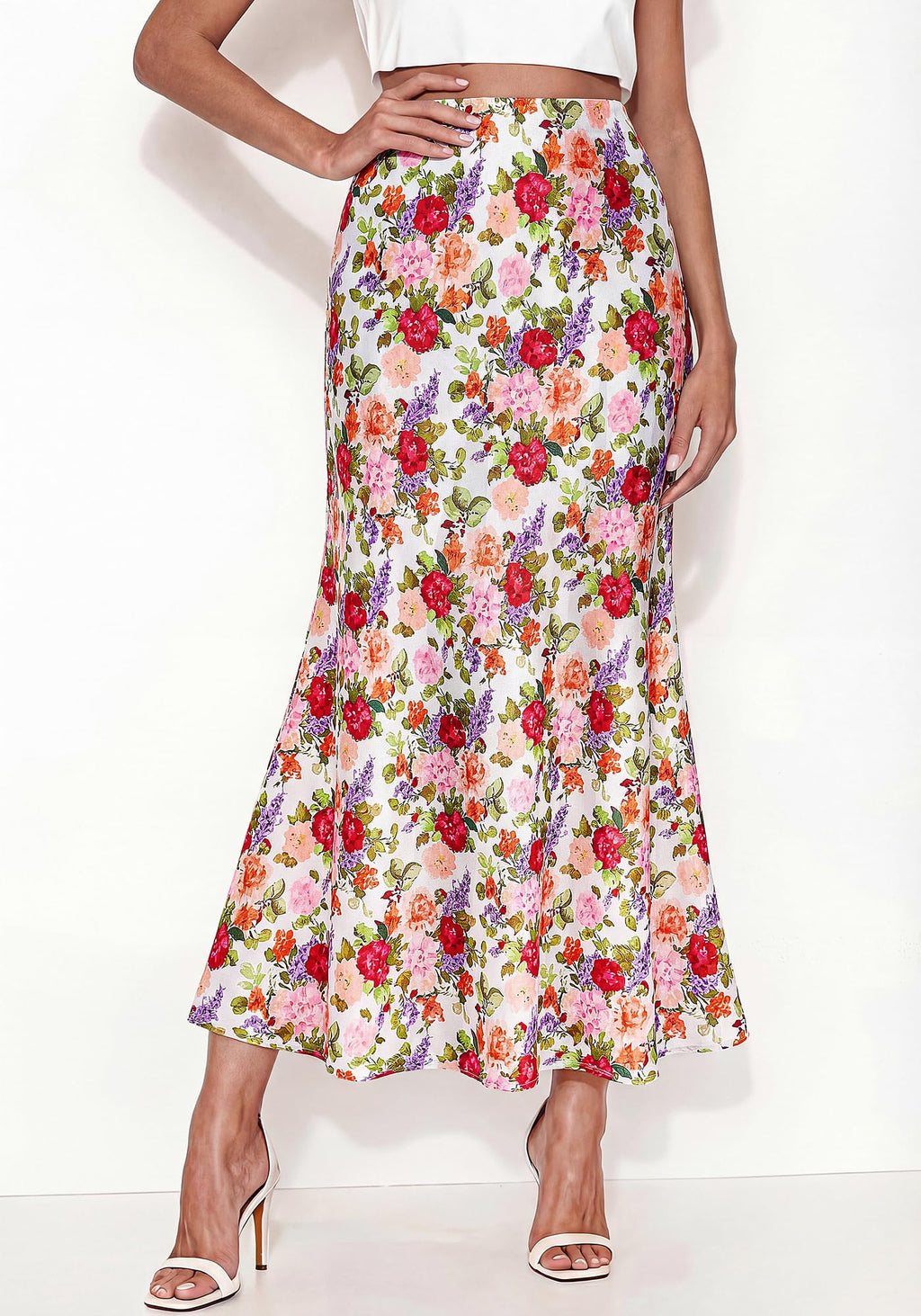 BTFBM Maxi Skirts for Women Summer Spring Boho Lightweight A Line High Waisted Wedding Guest Party Silk Midi Skirt