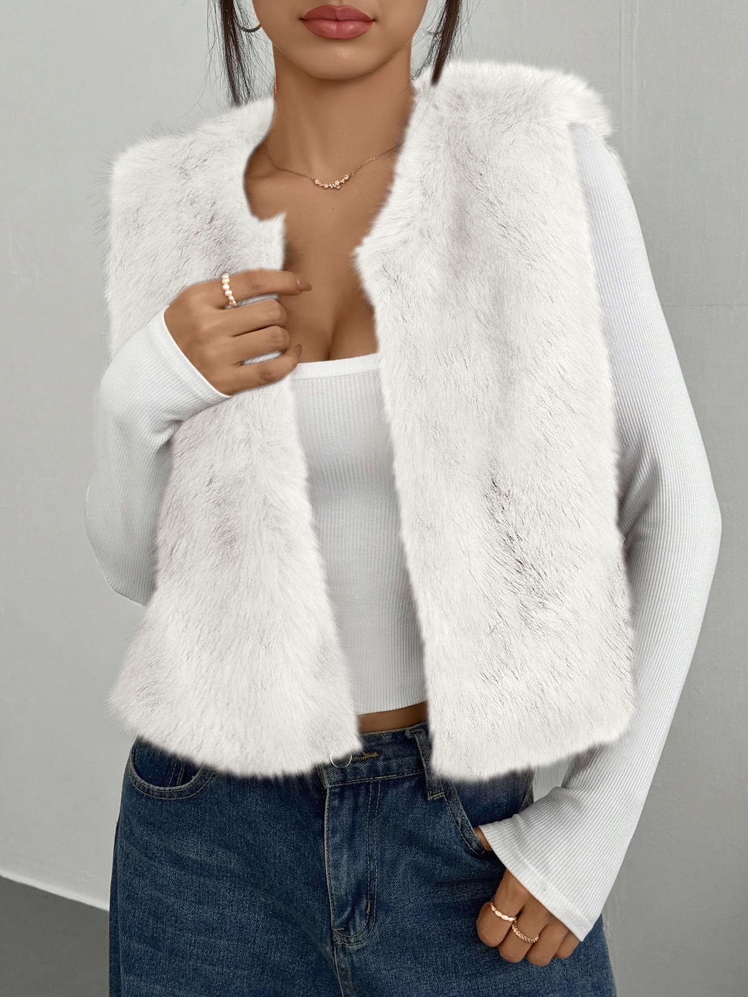 BTFBM Faux Fur Vest Women Fall Fashion Sleeveless Fuzzy Jacket Fluffy Coats Winter Clothing Furry Outerwear Vests