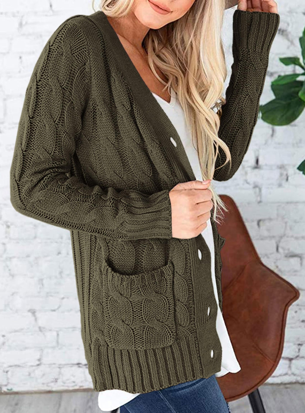 PRETTYGARDEN Women's Open Front Cardigan Sweaters Fall Fashion Button Down Cable Knit Chunky Winter Clothing Outerwear Coats