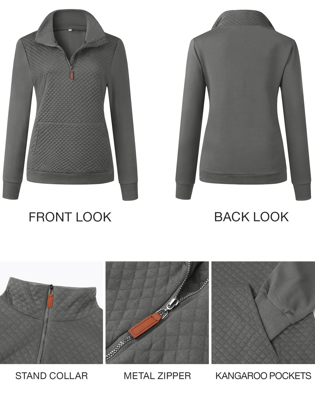 BTFBM Women Fashion Quilted Pattern Lightweight Zipper Long Sleeve Plain Casual Ladies Sweatshirts Pullovers Shirts Tops