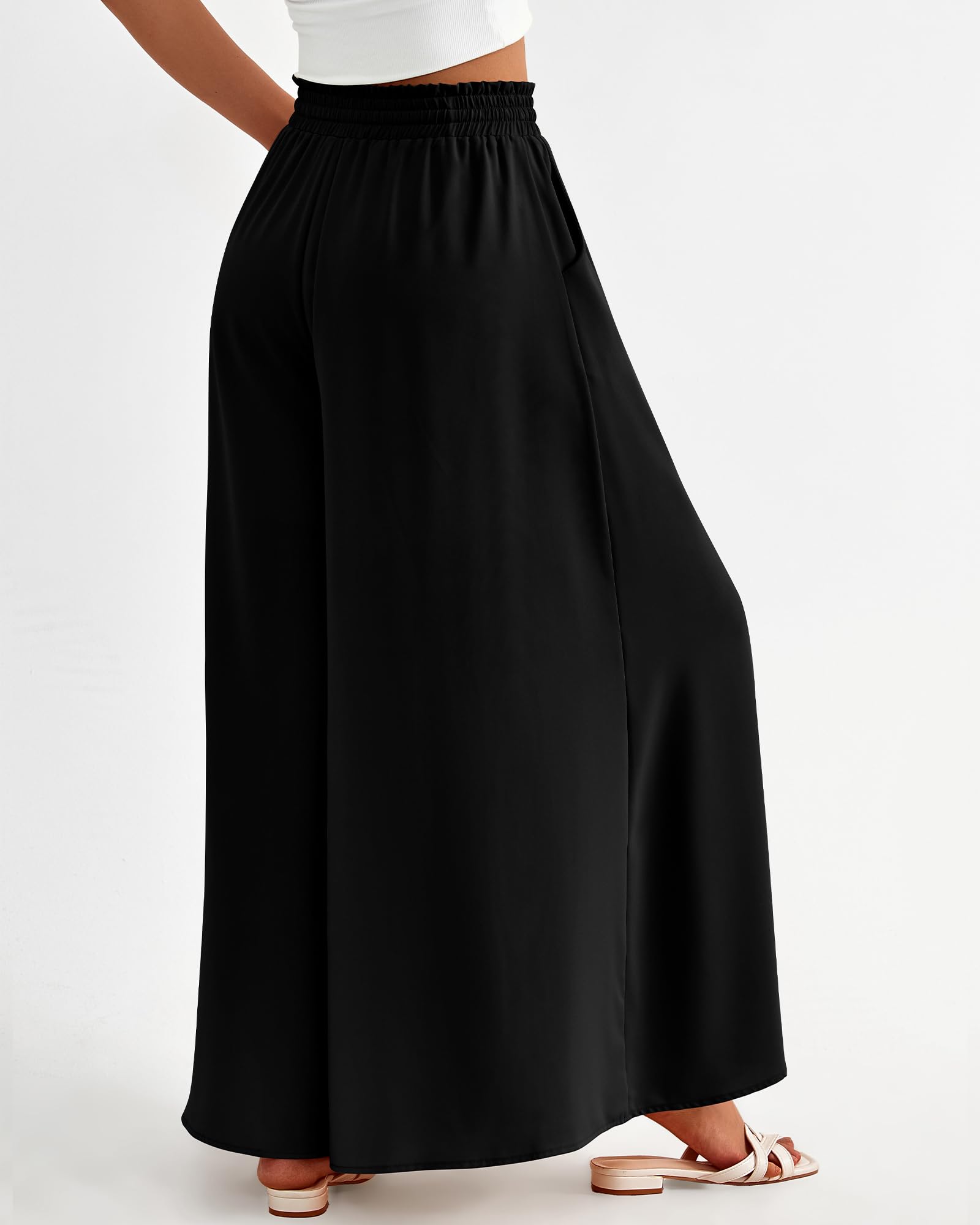 FreshPretty Women Casual High Waist Wide Leg Pants Summer Fall Long Palazzo Pants Pocket Lounge Vacation Beach Trousers