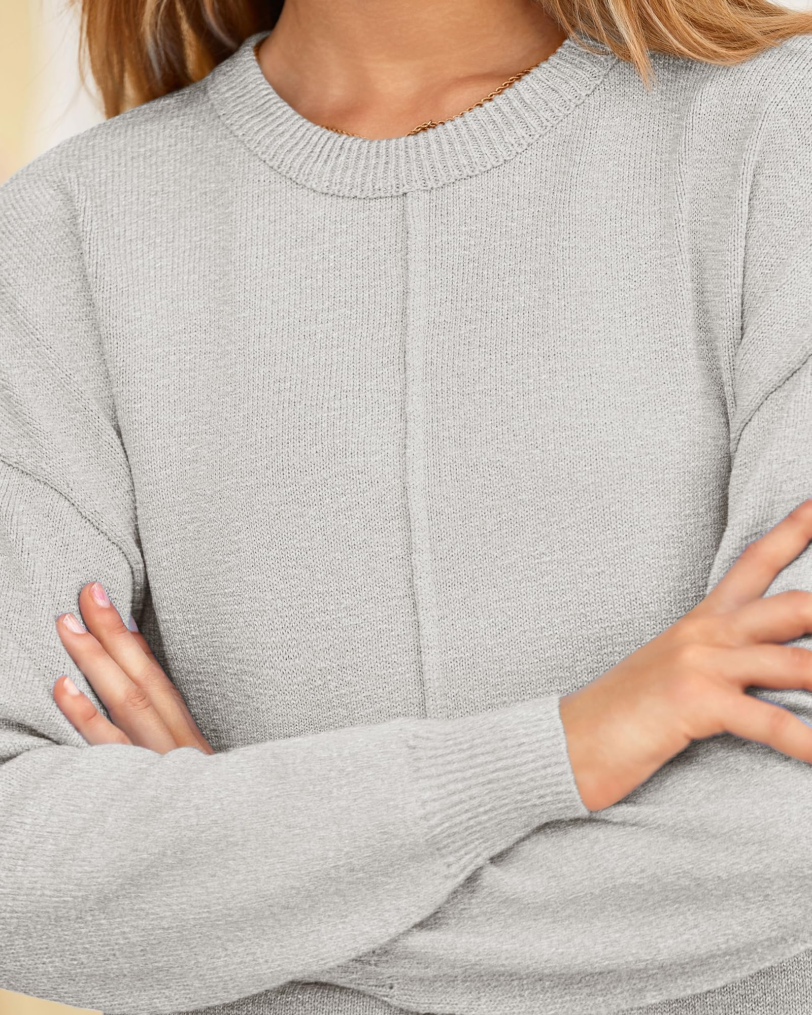 BTFBM Pullover Sweaters for Women Fall Crewneck Slouchy Long Sleeve Sweater Loose Casual Knit Tops Winter Clothes