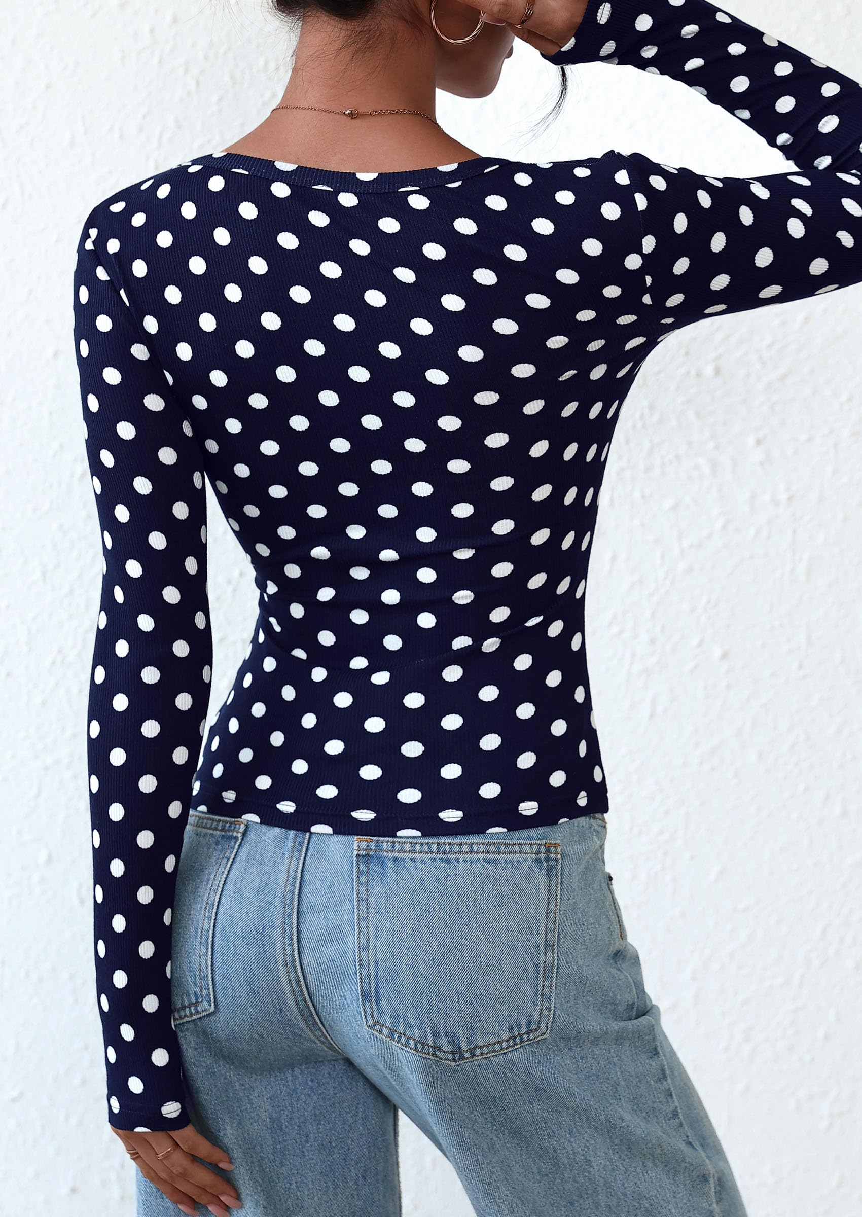 PRETTYGARDEN Women's Fall Long Sleeve Henley T Shirts Button Ribbed Knit Slim Fit Basic Tops Blouse Casual Outfits