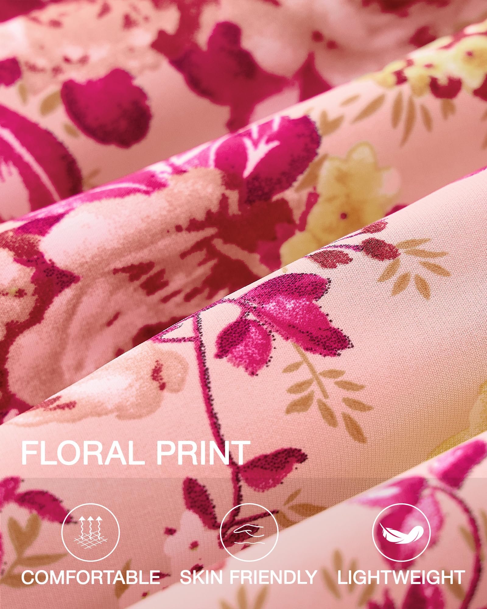 FreshPretty Women Summer Dresses Casual Flowy Beach Square Neck Puff Short Sleeve Smocked Back Boho Floral Long Maxi Dress