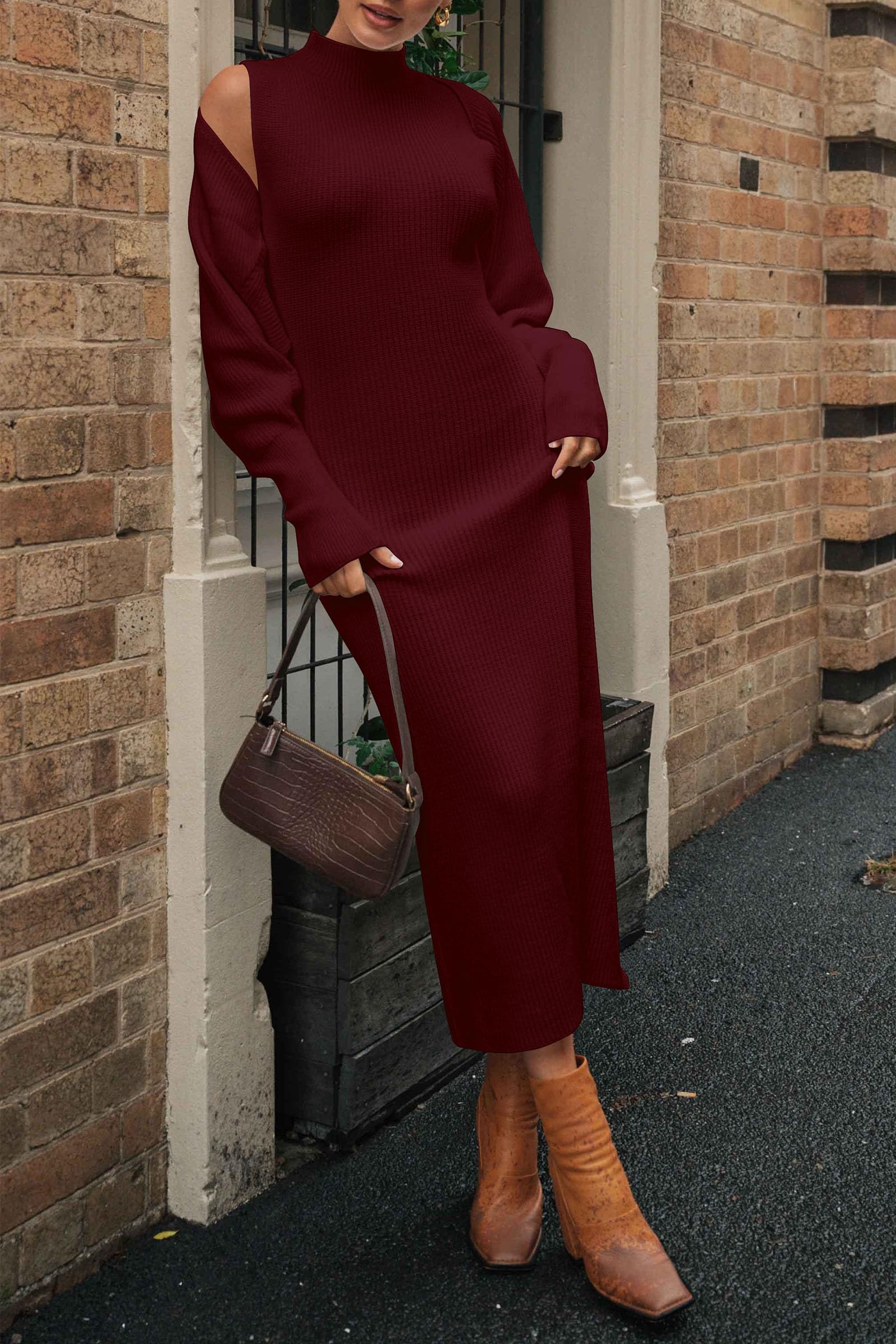 PRETTYGARDEN Women's Fall 2 Piece Outfits Knit Long Sleeve Cropped Cardigan Pullover Sweater Maxi Dress Sets Winter Clothing