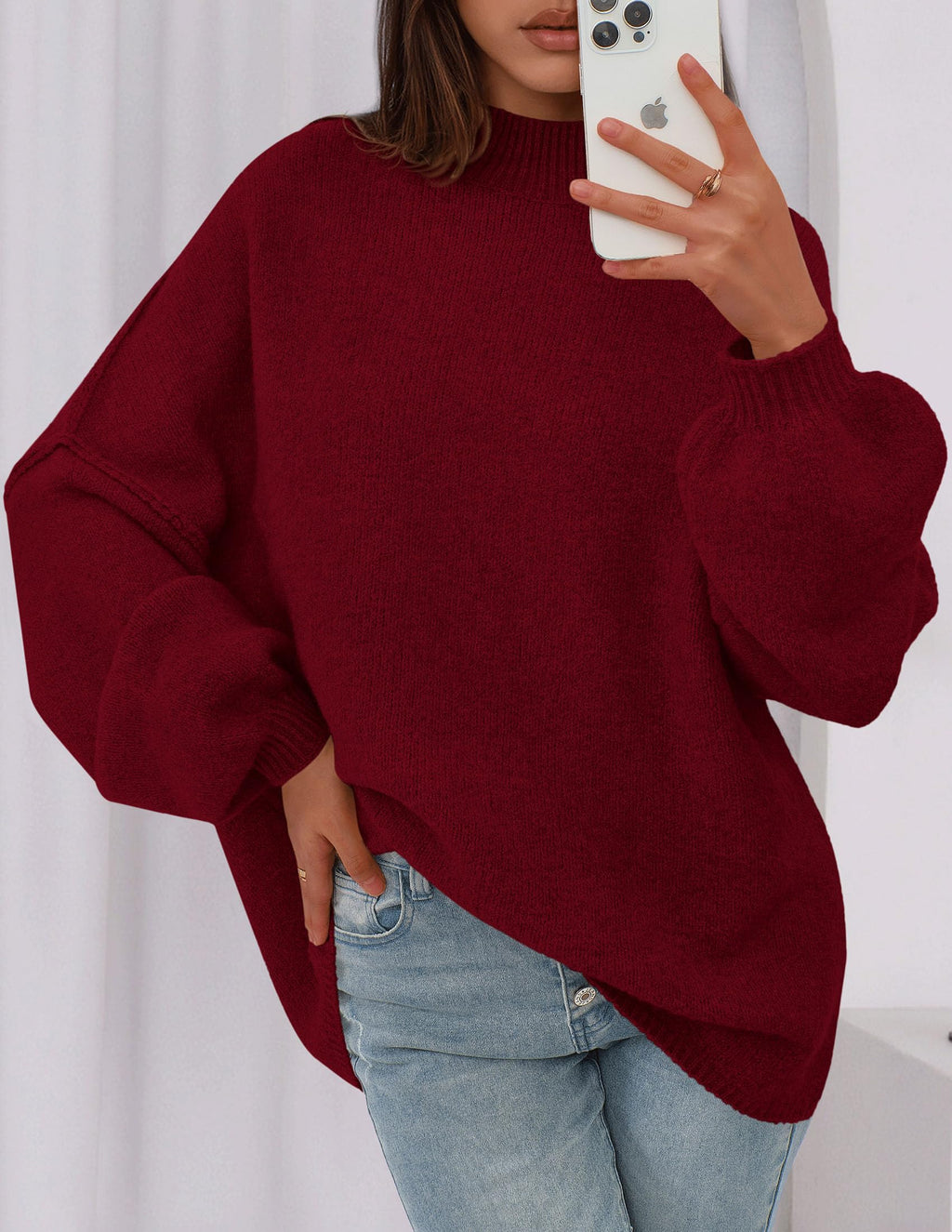 PRETTYGARDEN Women's 2026 Fall Oversized Sweaters Chunky Knit Mock Neck Long Sleeve Casual Trendy Pullover Winter Clothes